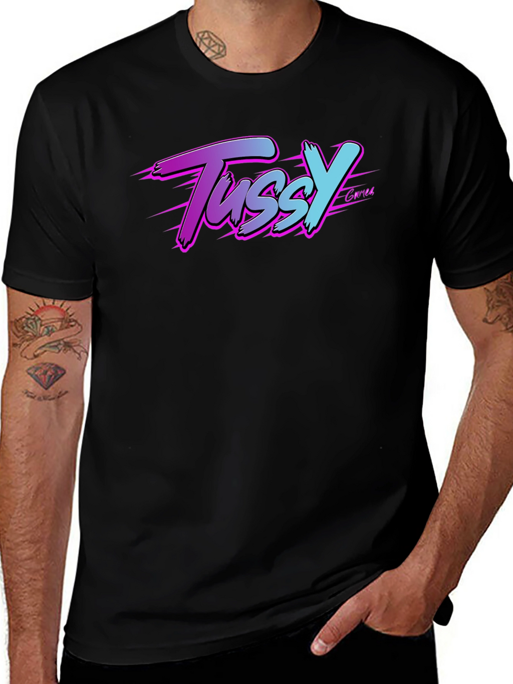 Tussy Gamer Black T-Shirt - Retro Style