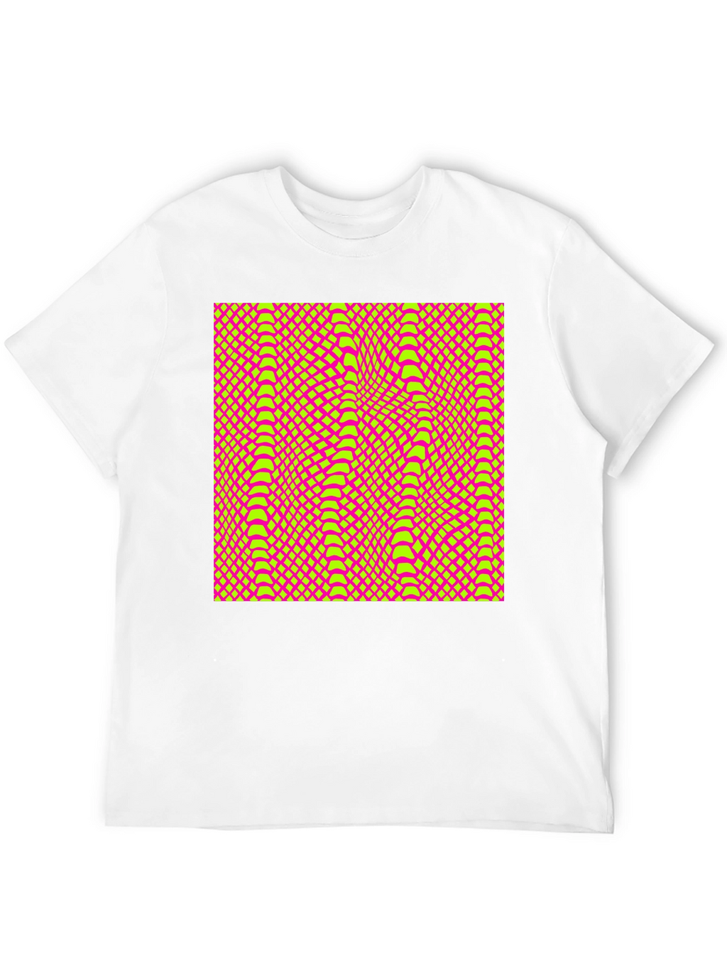 Vivid Geometric Snake Print Crew Neck T-Shirt