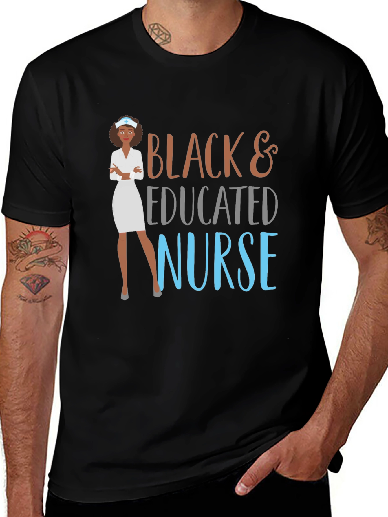 Black & Educated Nurse Graphic T-Shirt