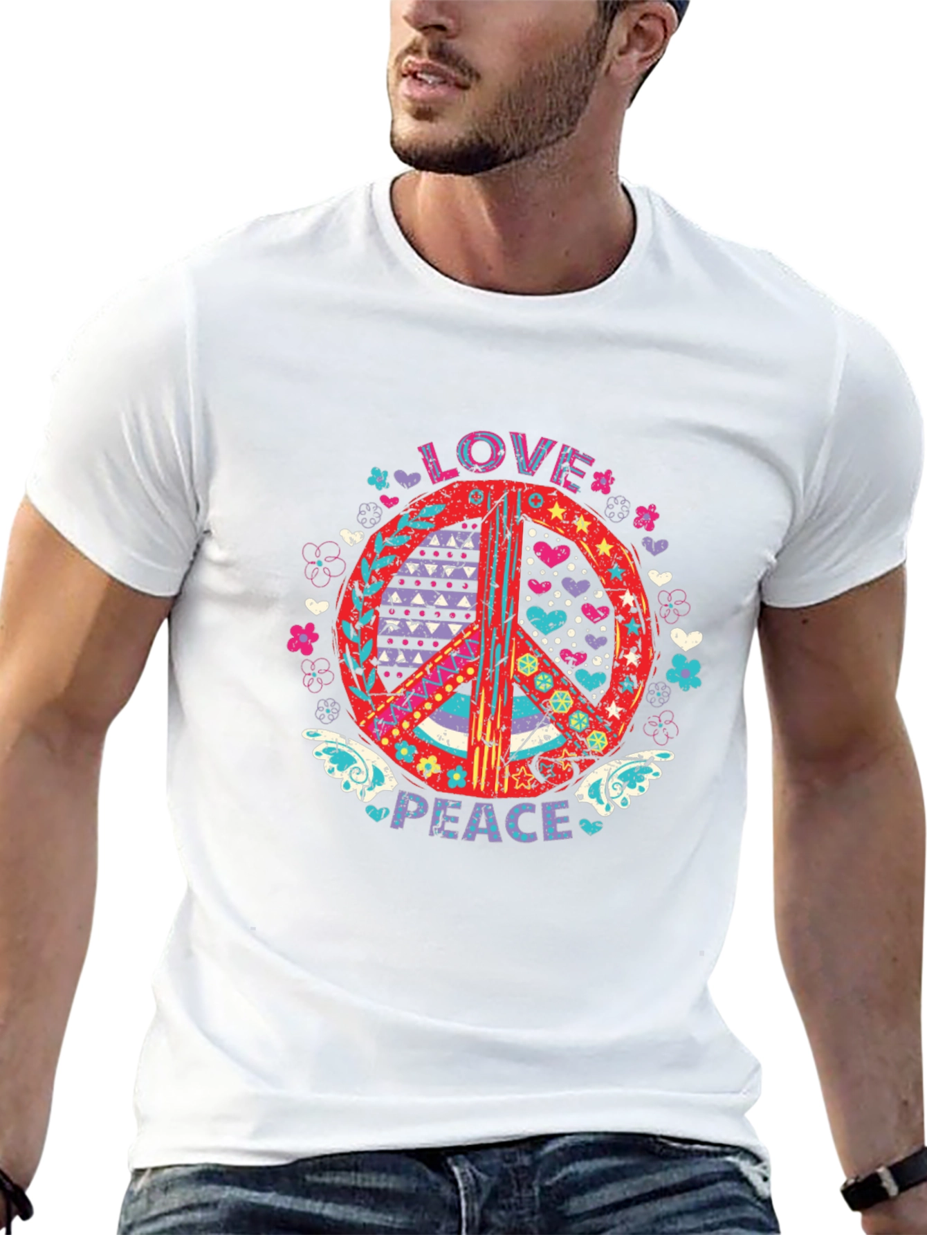 Love and Peace Graphic Tee - Black Cotton