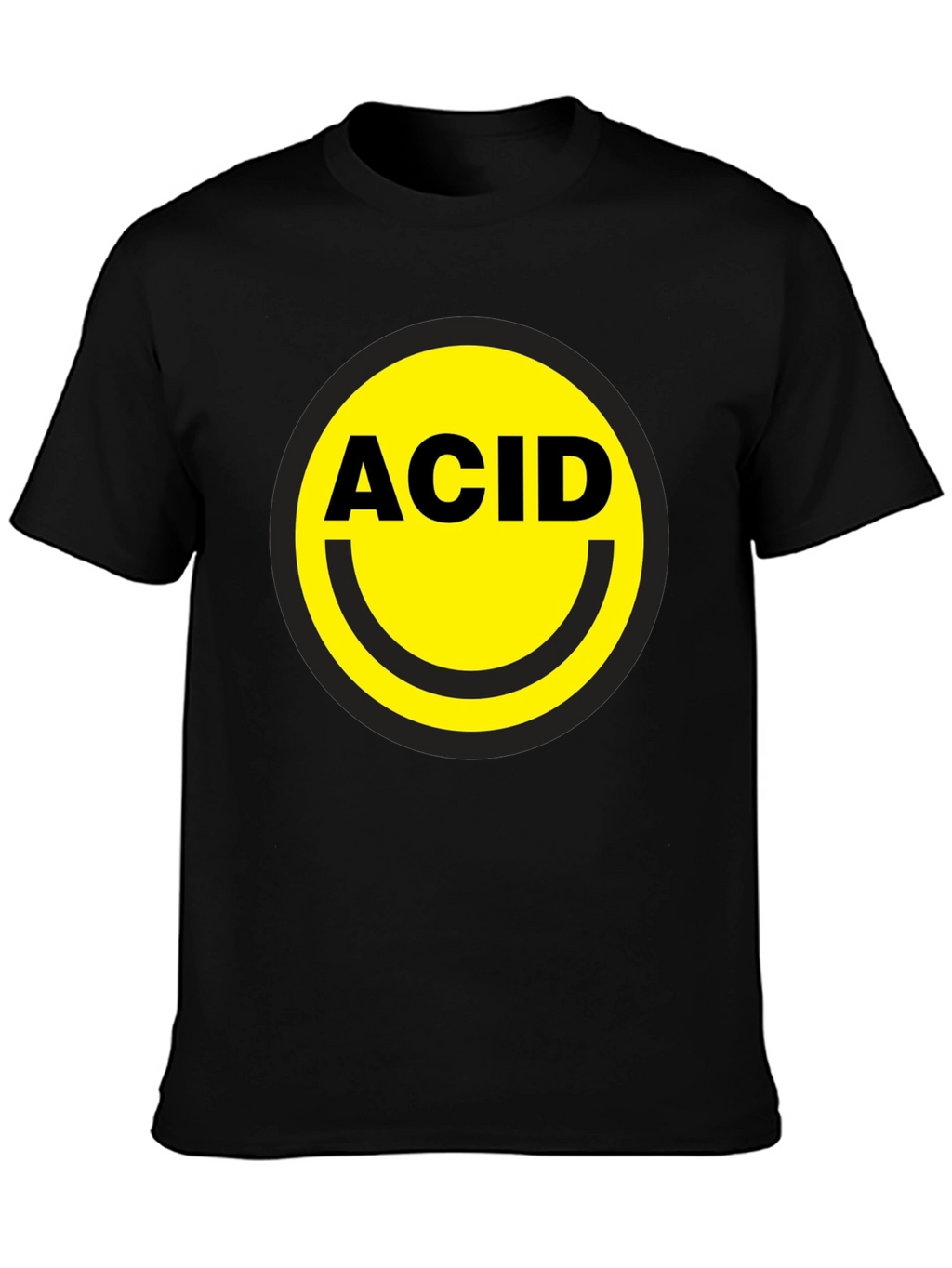 Acid Smiley Face Graphic T-Shirt - Black