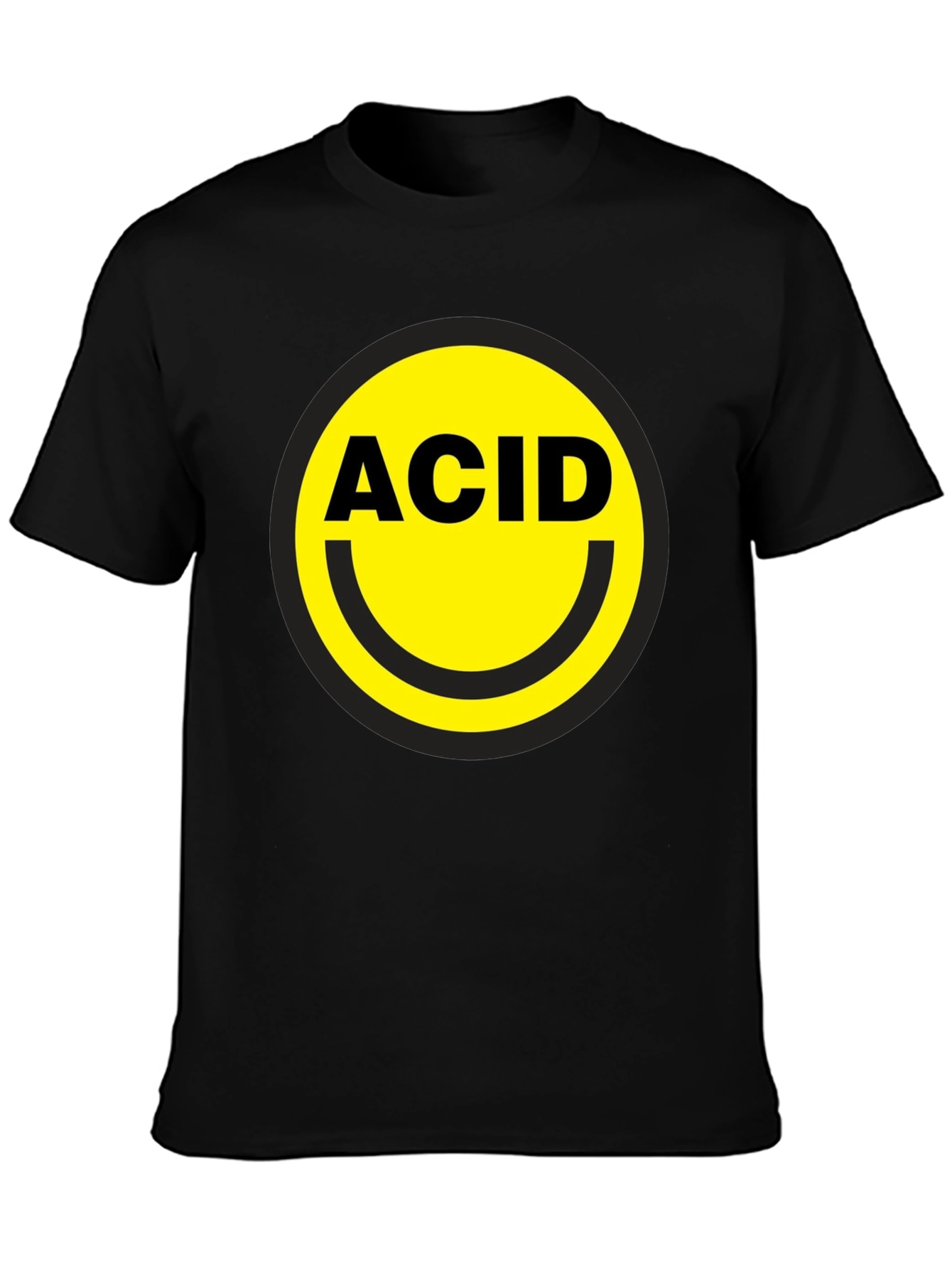 Acid Smiley Face Graphic T-Shirt - Black