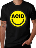 Acid Smiley Face Graphic T-Shirt - Black