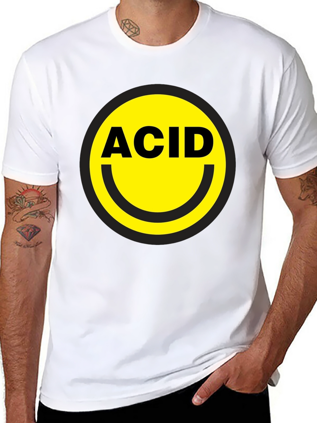 Acid Smiley Face Graphic T-Shirt - Black