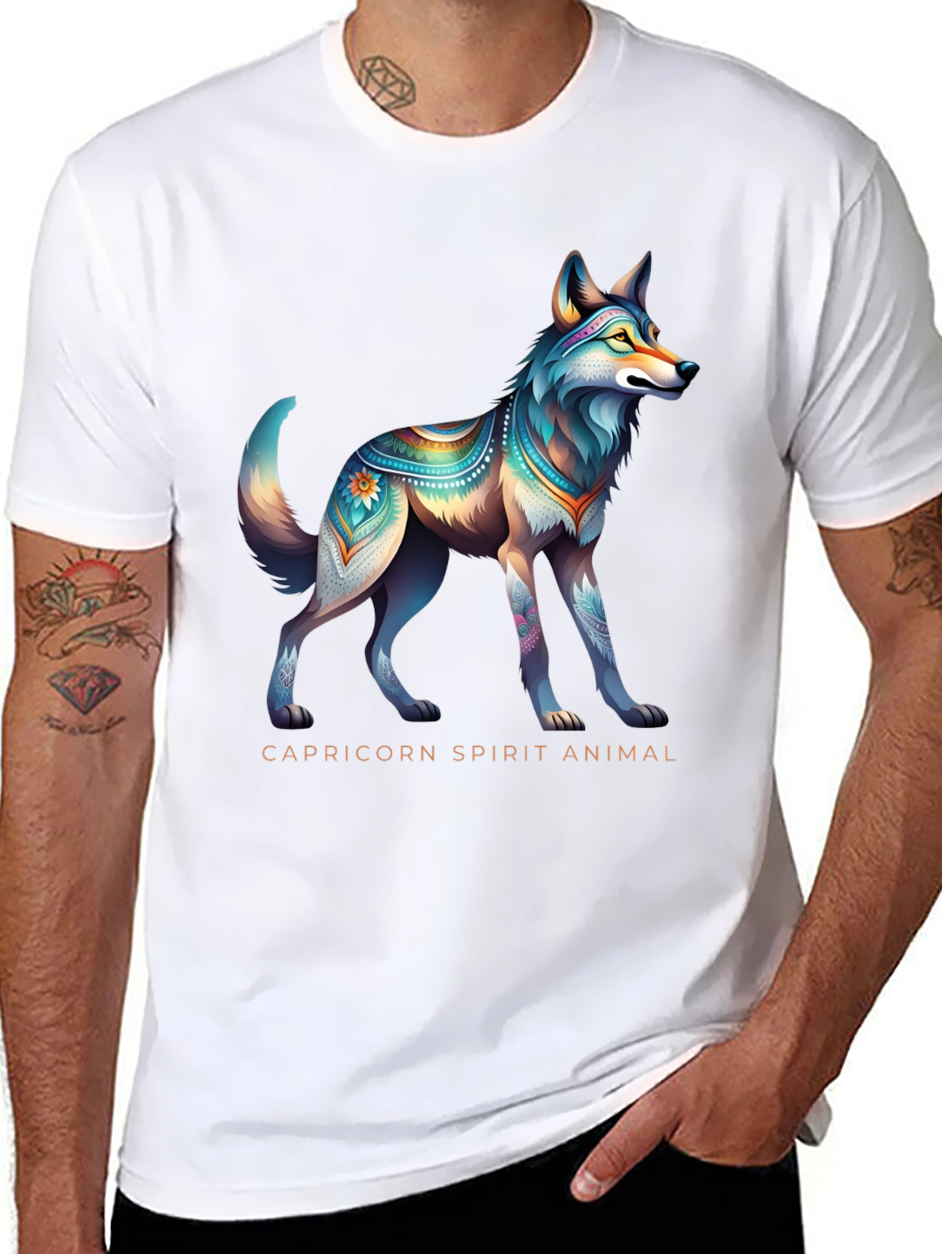 Capricorn Spirit Animal Graphic Tee - Black