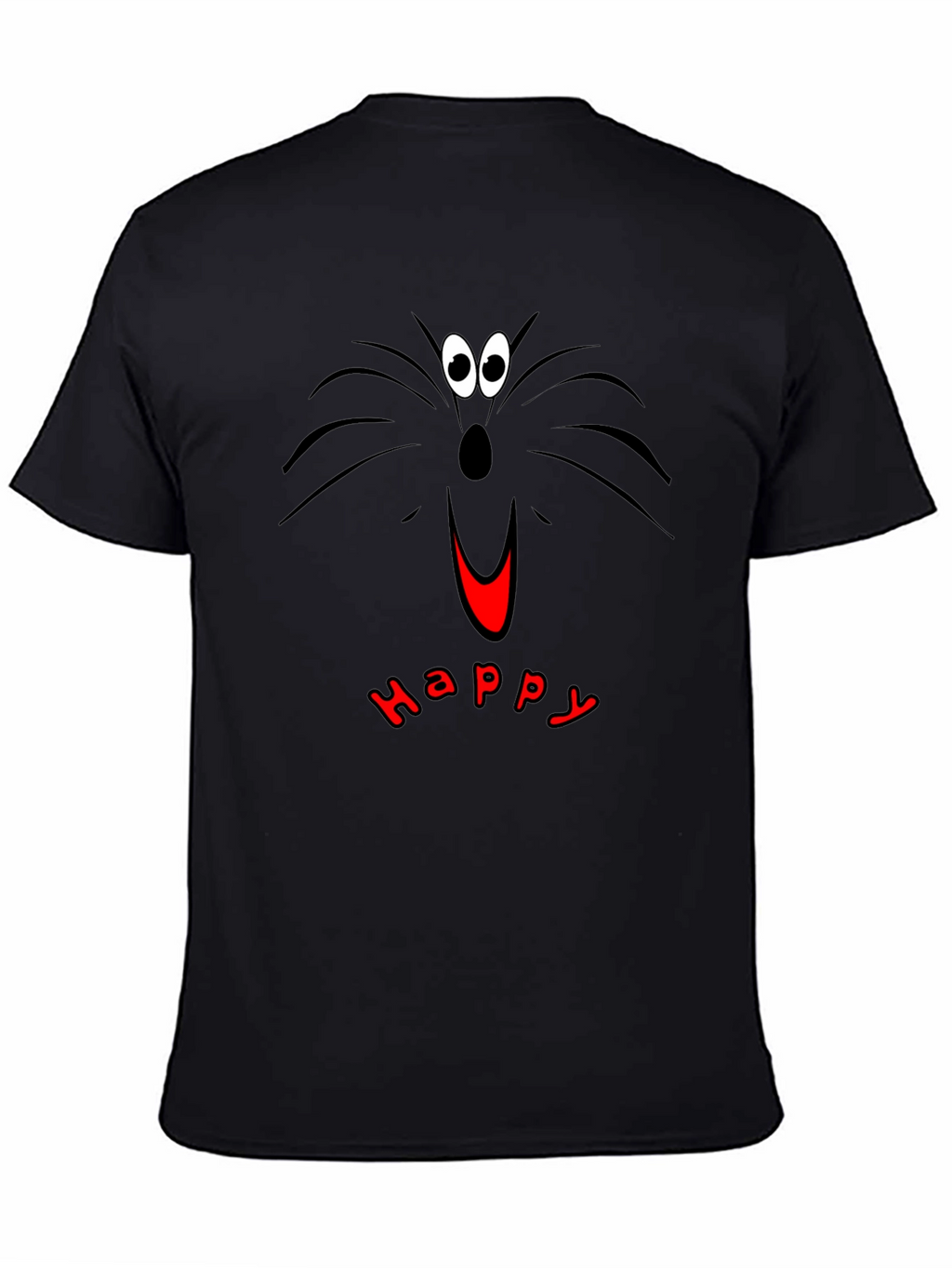 Happy Cat Face T-Shirt - Black