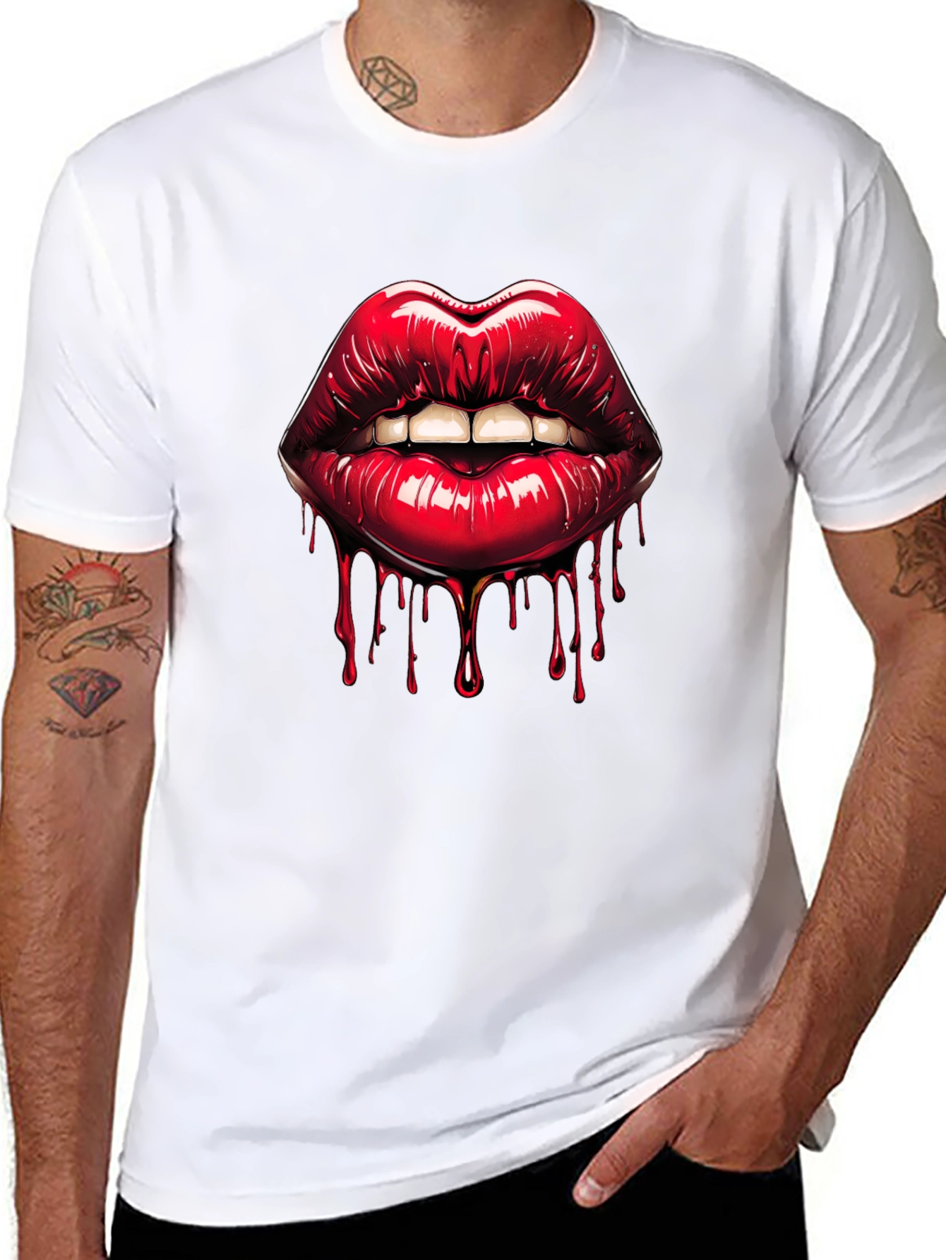 Bleeding Lips Graphic Tee - Bold Fashion