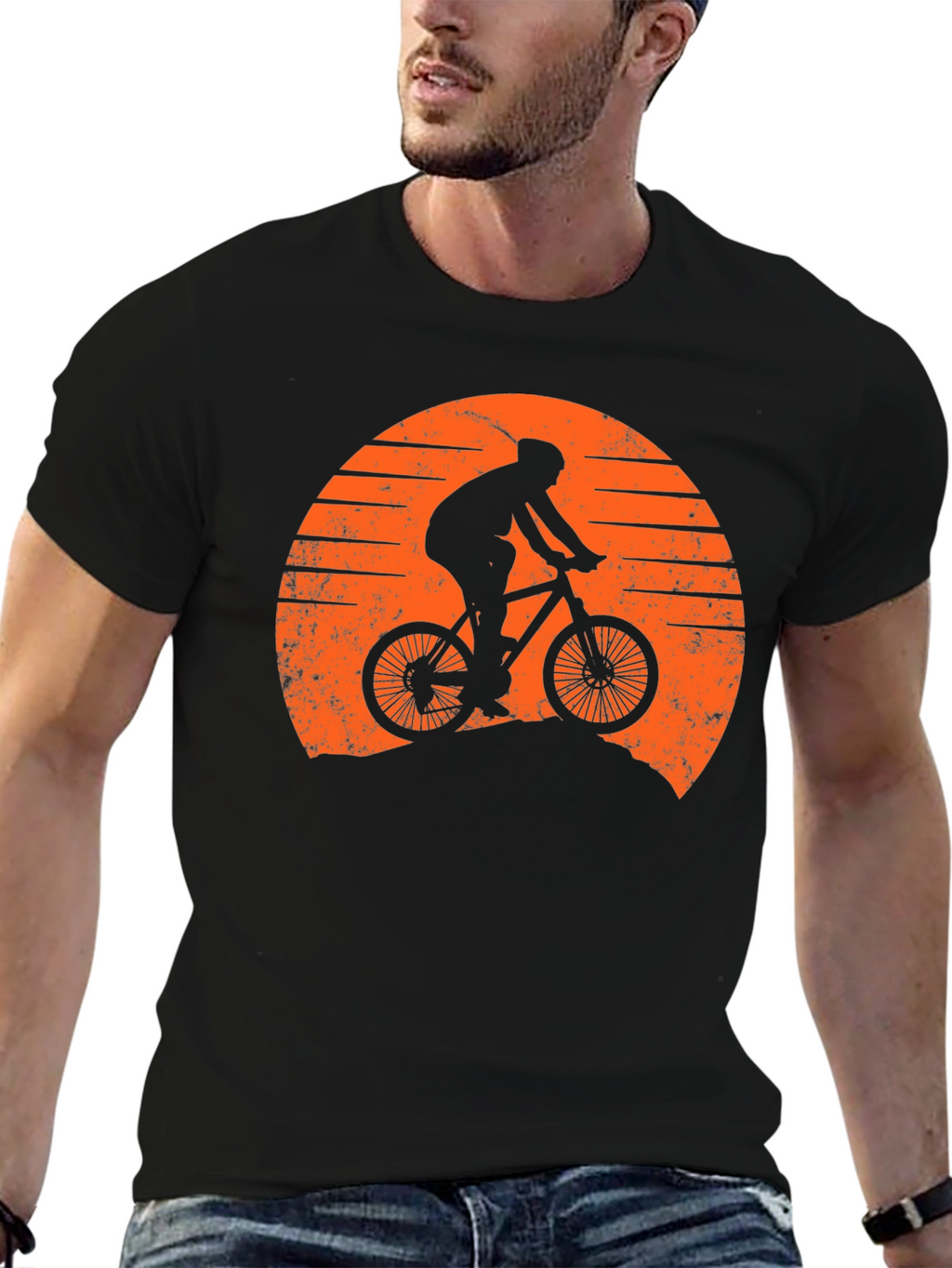 Mountain Biker Sunset Graphic Tee