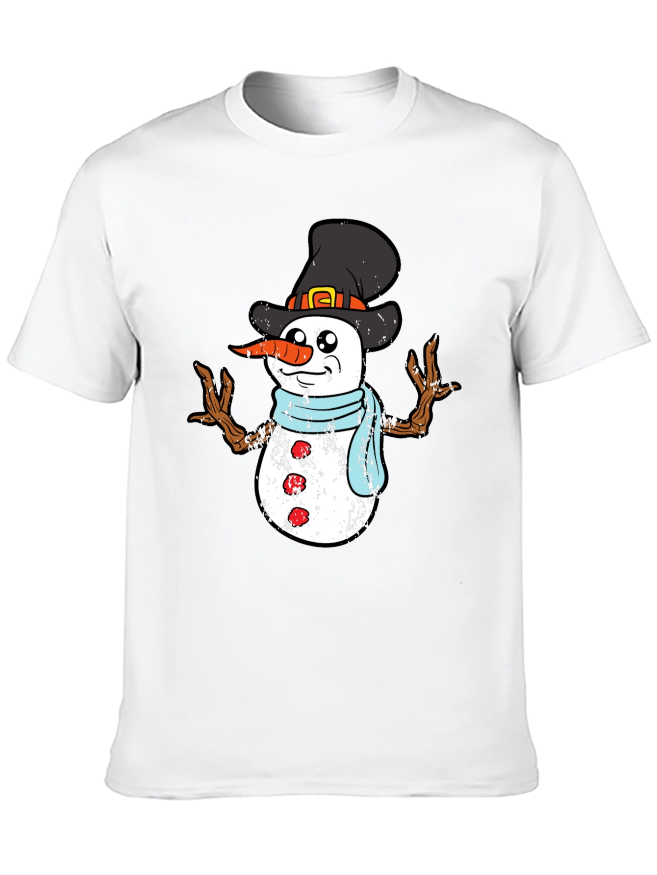 Festive Snowman Graphic Tee - Black