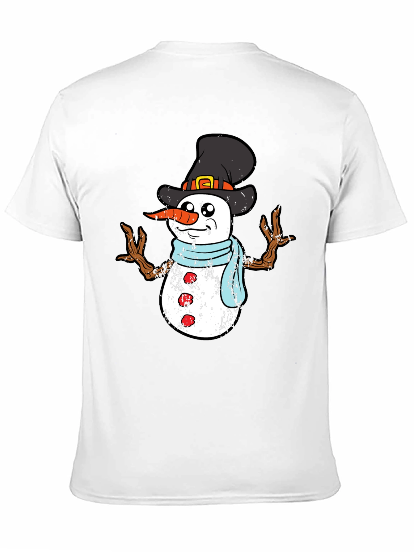 Festive Snowman Graphic Tee - Black