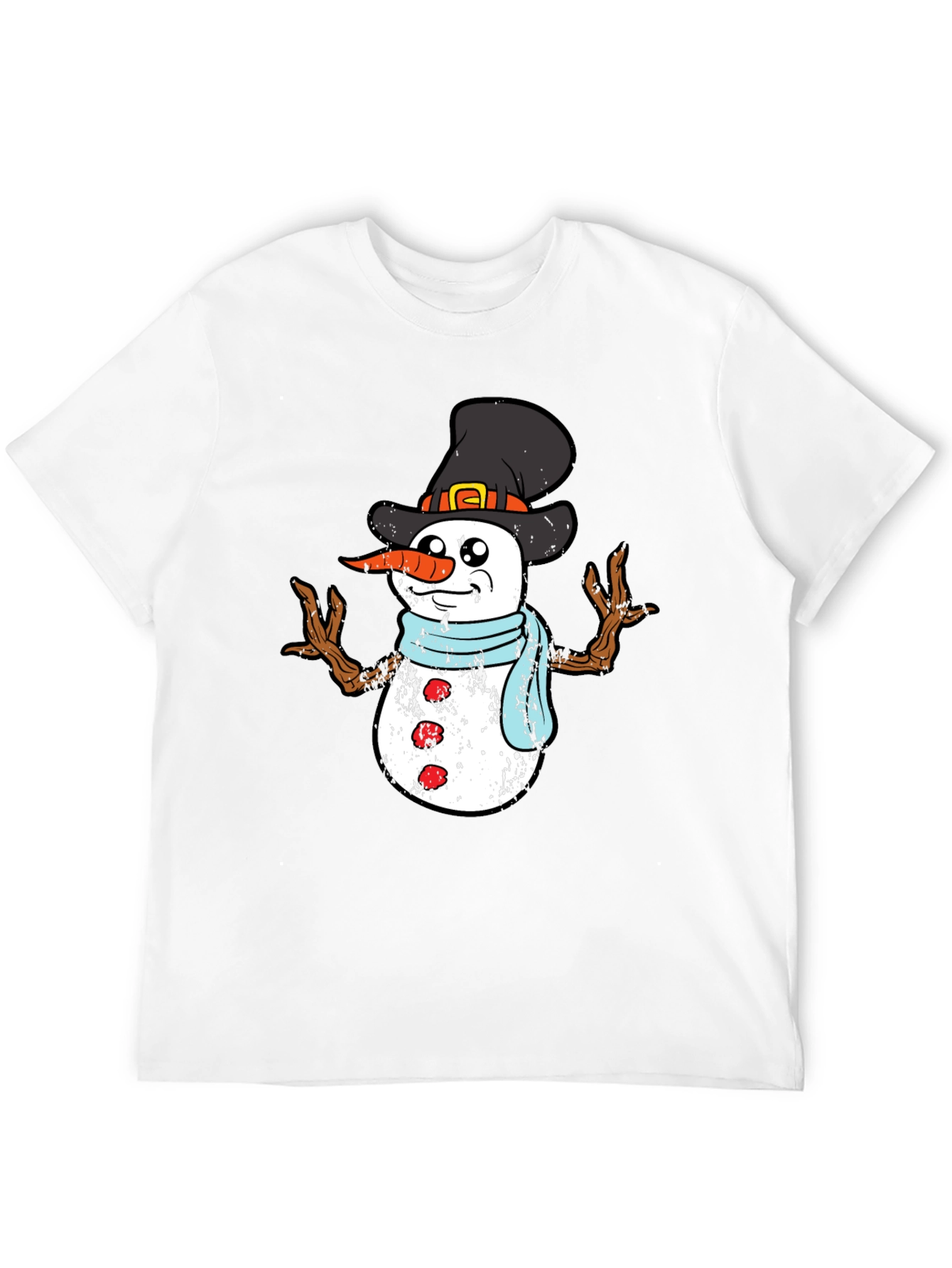 Festive Snowman Graphic Tee - Black