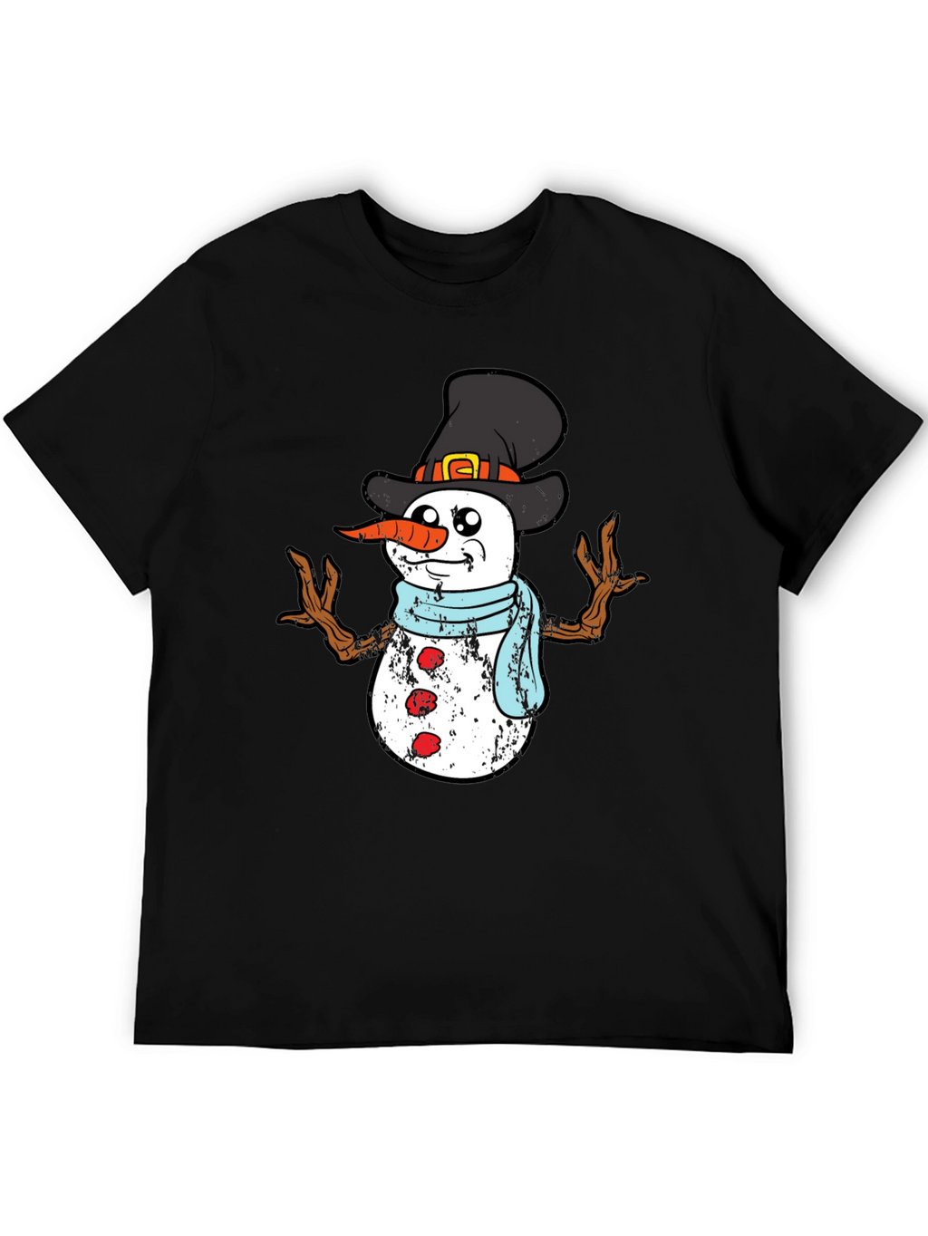 Festive Snowman Graphic Tee - Black