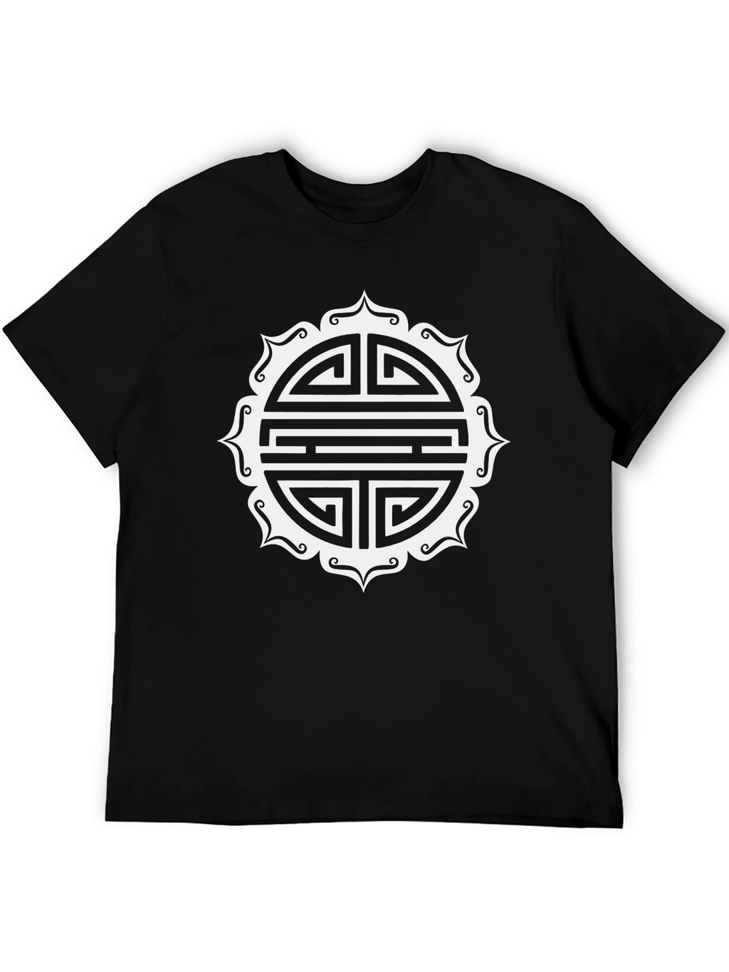 Symbol T-Shirt - Round Geometric Design Black Tee