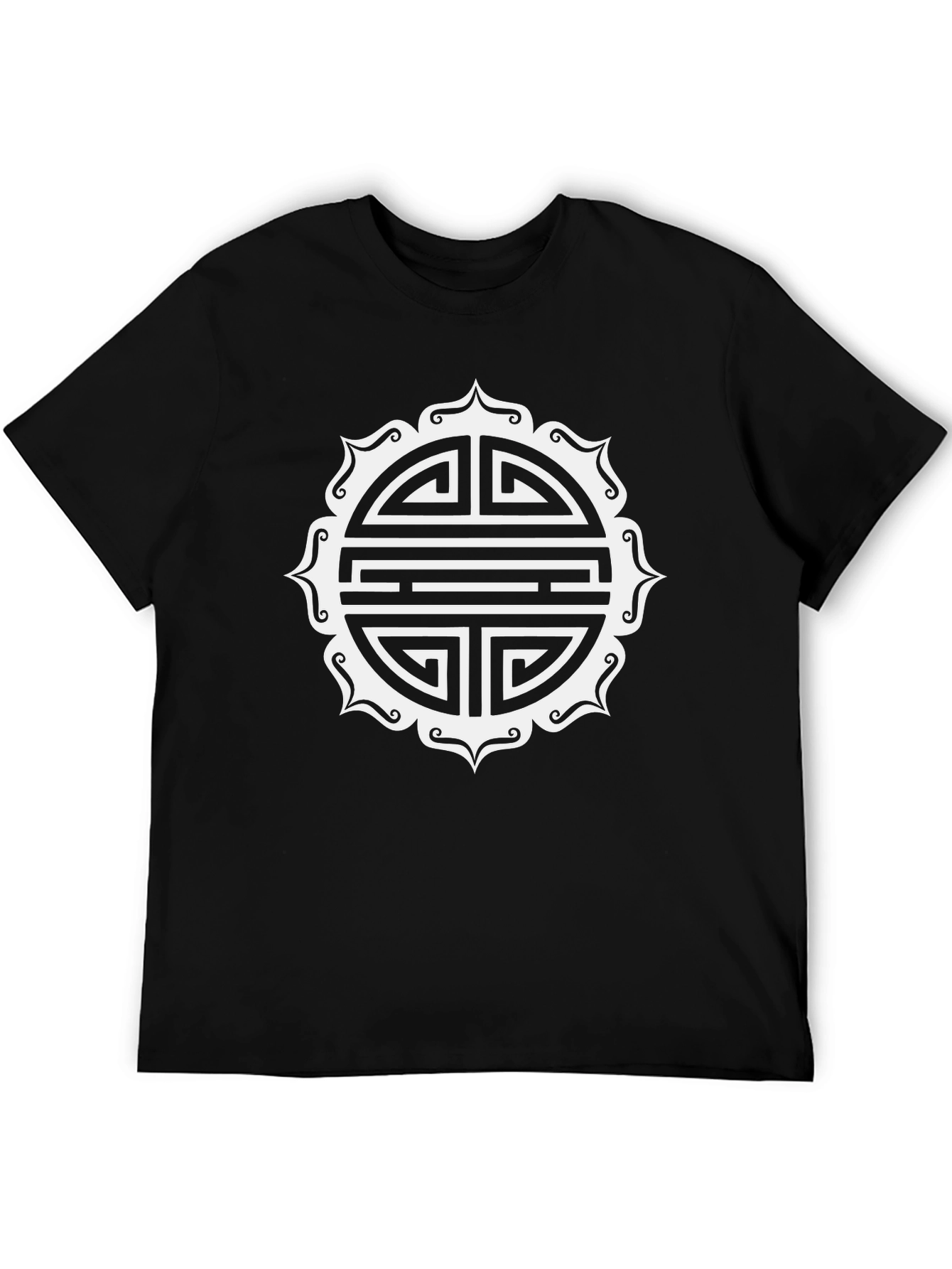 Symbol T-Shirt - Round Geometric Design Black Tee