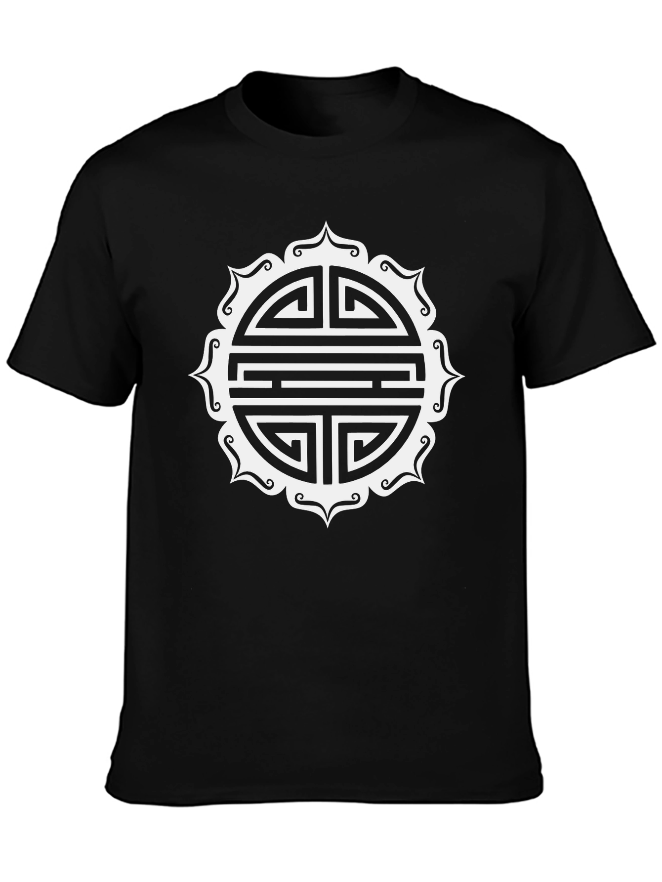 Symbol T-Shirt - Round Geometric Design Black Tee