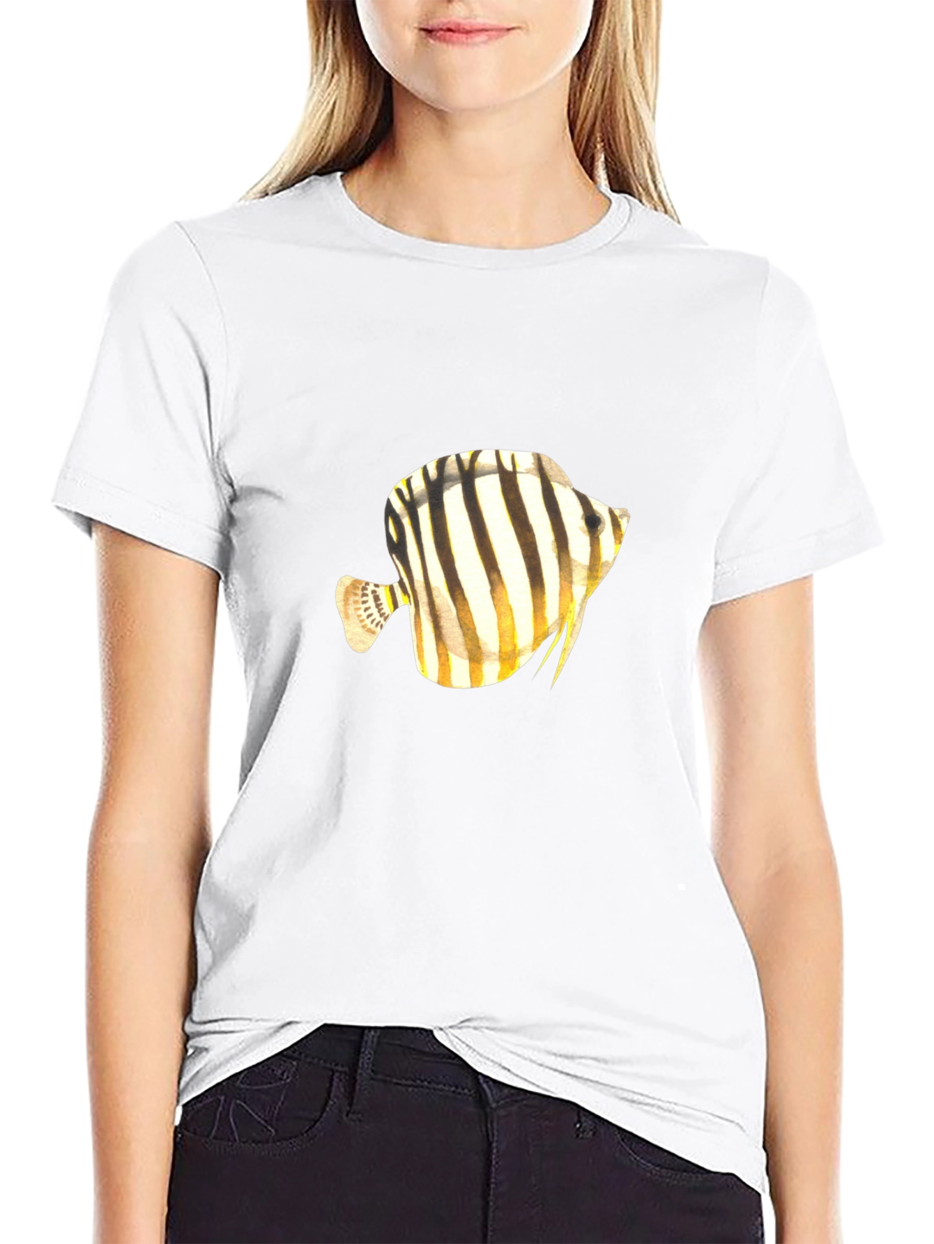 Stripped Fish Graphic Tee - Black