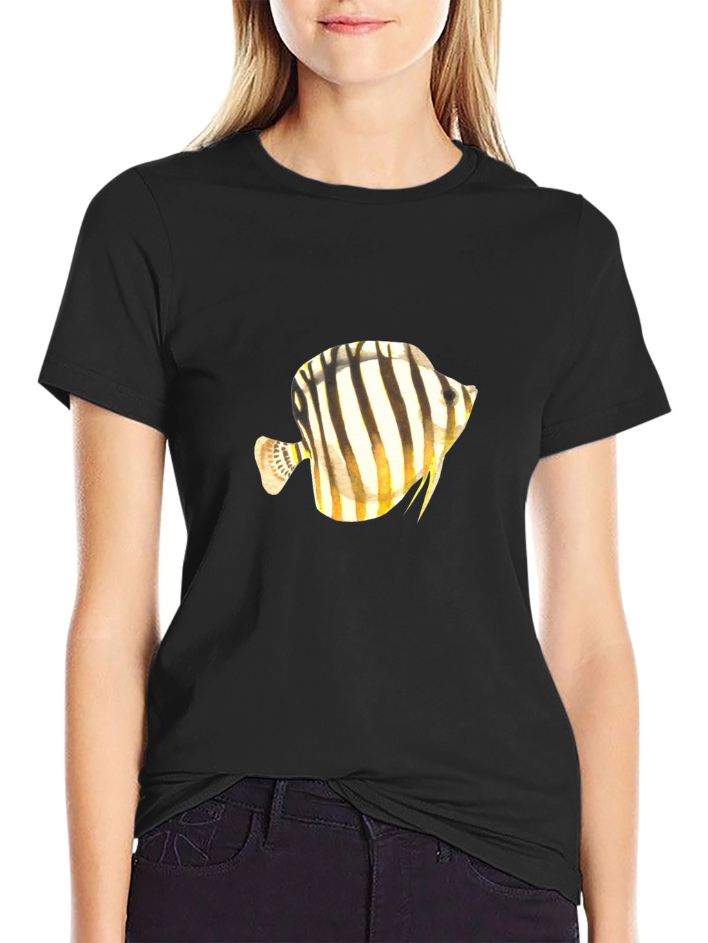 Stripped Fish Graphic Tee - Black