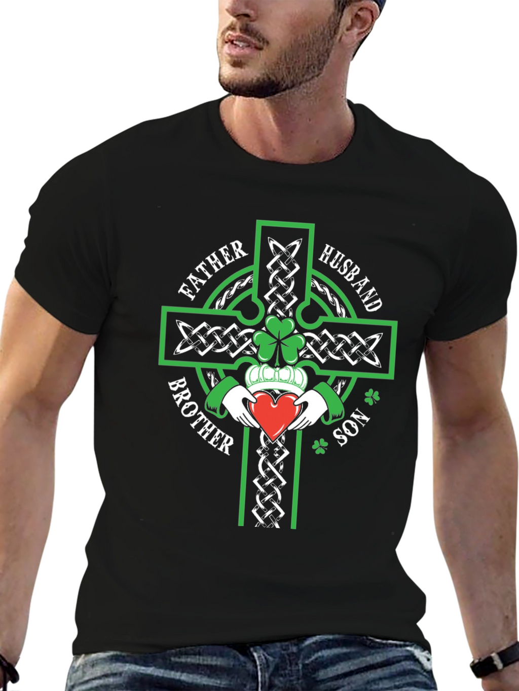 Celtic Knot Cross Claddagh Father Husband Son T-Shirt