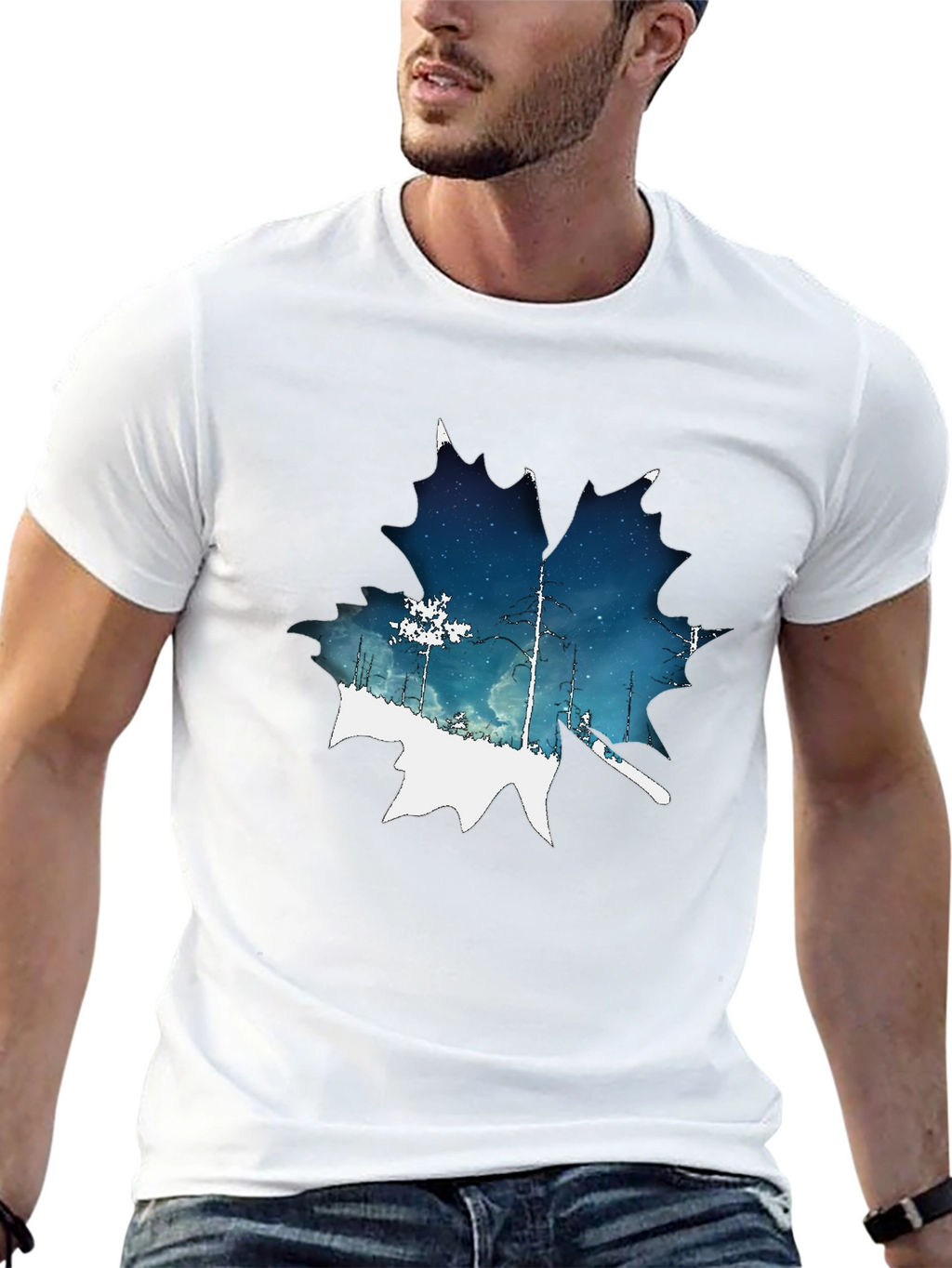 Nature Inspired Maple Leaf Graphic T-Shirt