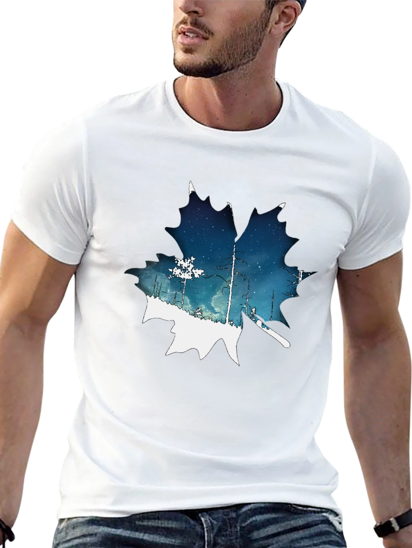 Nature Inspired Maple Leaf Graphic T-Shirt