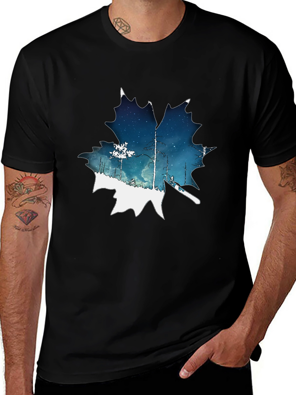 Nature Inspired Maple Leaf Graphic T-Shirt