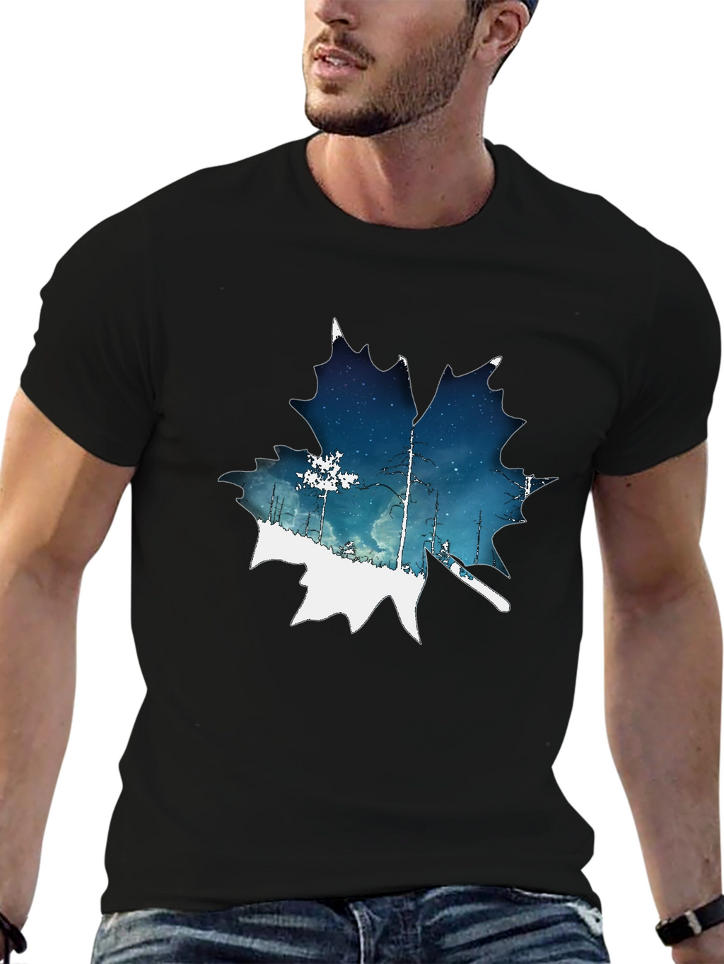 Nature Inspired Maple Leaf Graphic T-Shirt