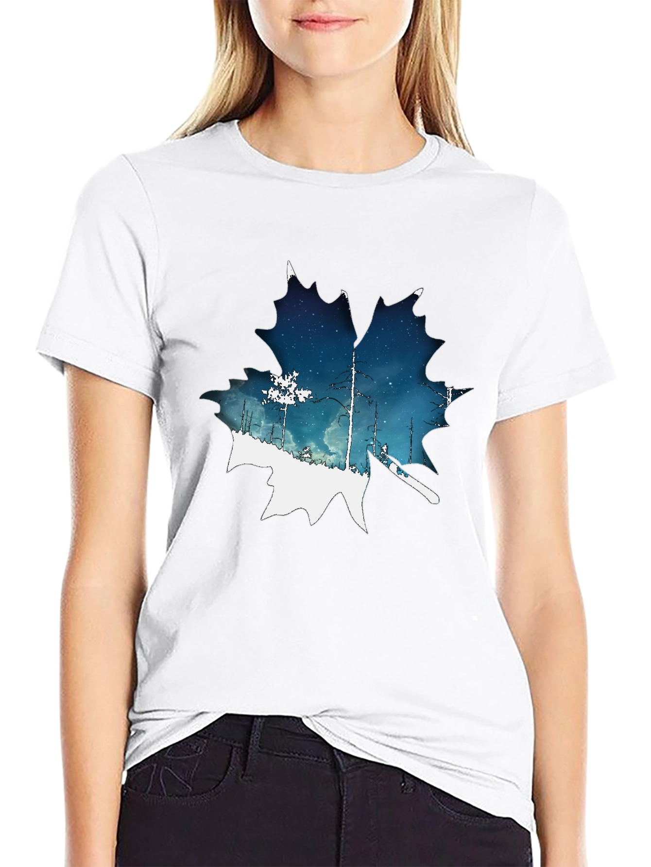 Nature Inspired Maple Leaf Graphic T-Shirt