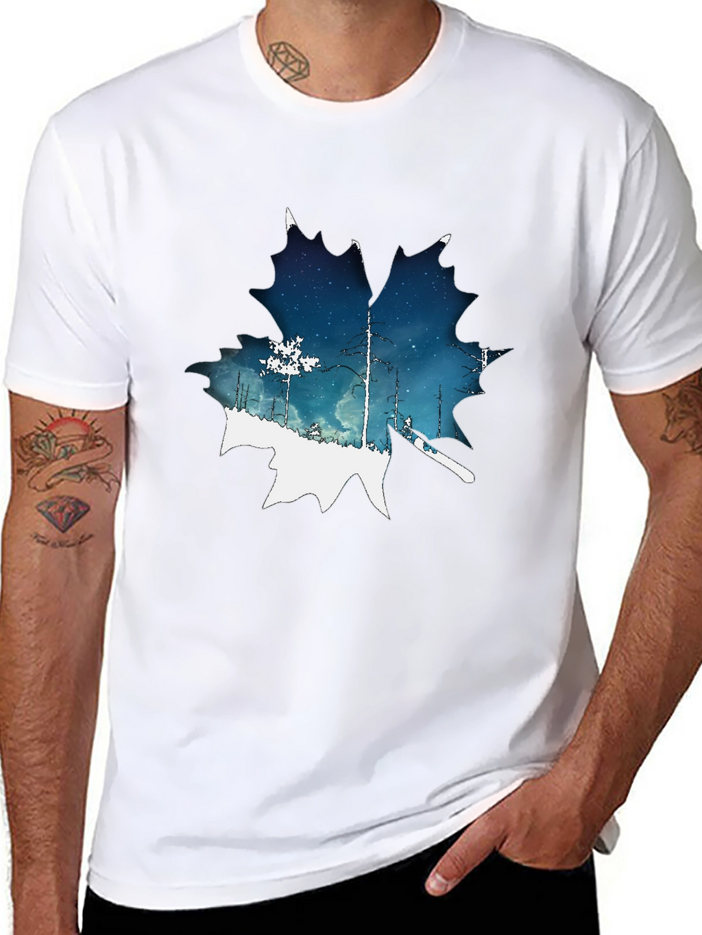 Nature Inspired Maple Leaf Graphic T-Shirt