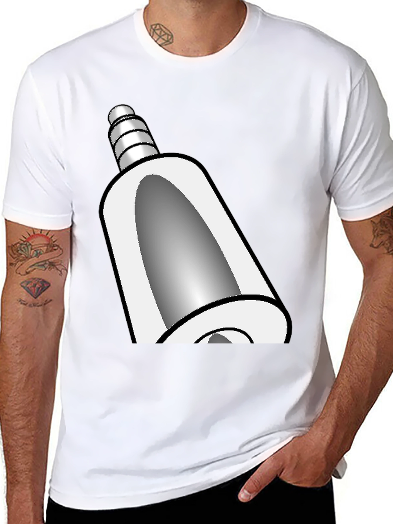 Novelty Cartoon Bell Graphic Black T-Shirt