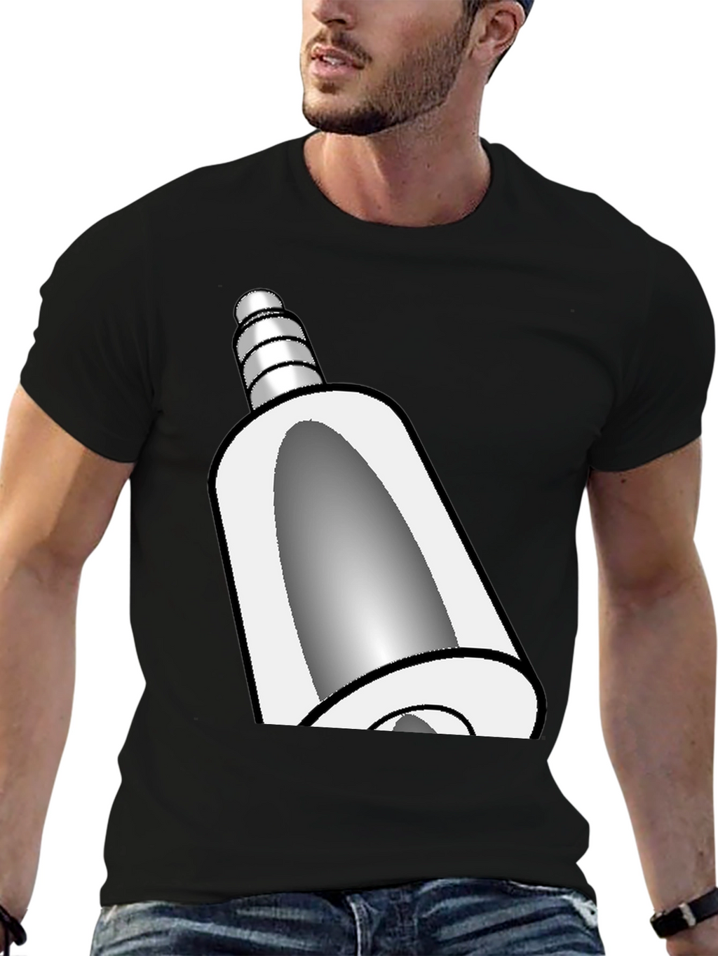 Novelty Cartoon Bell Graphic Black T-Shirt