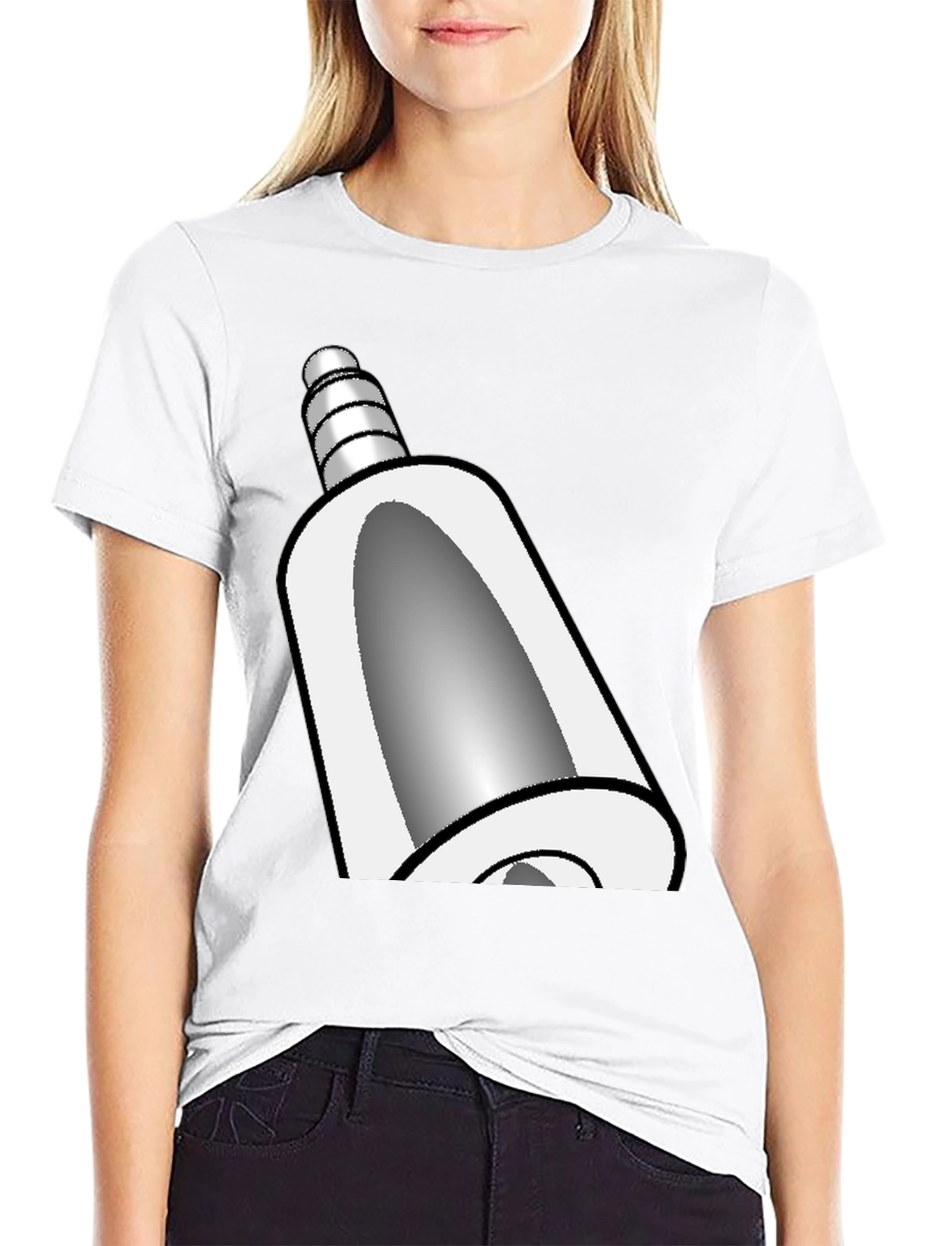 Novelty Cartoon Bell Graphic Black T-Shirt