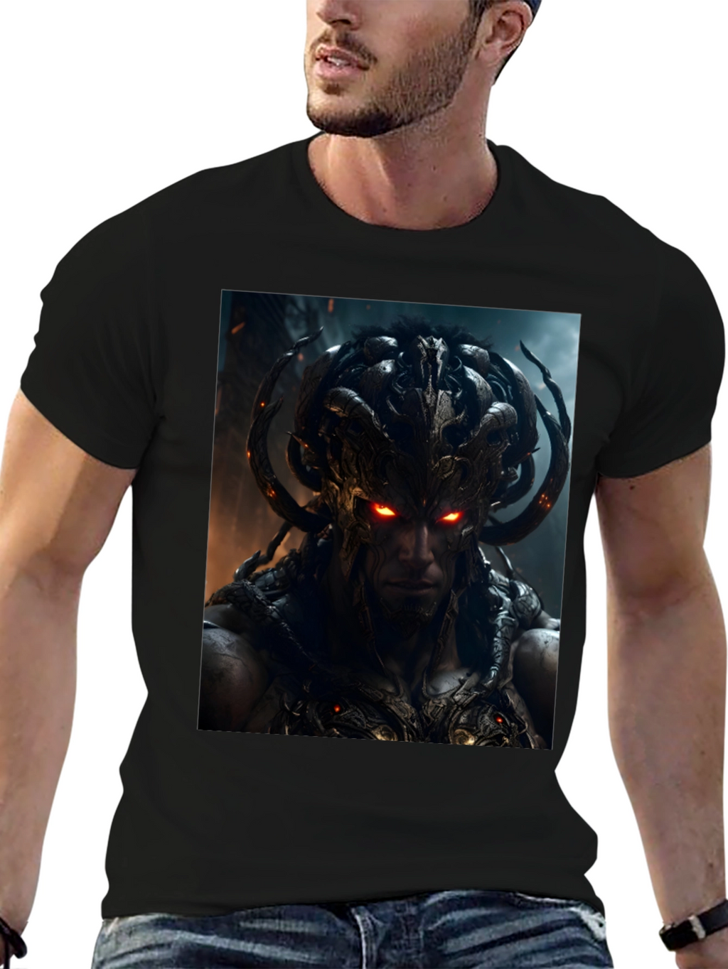 Demon Warrior Graphic Black T-Shirt