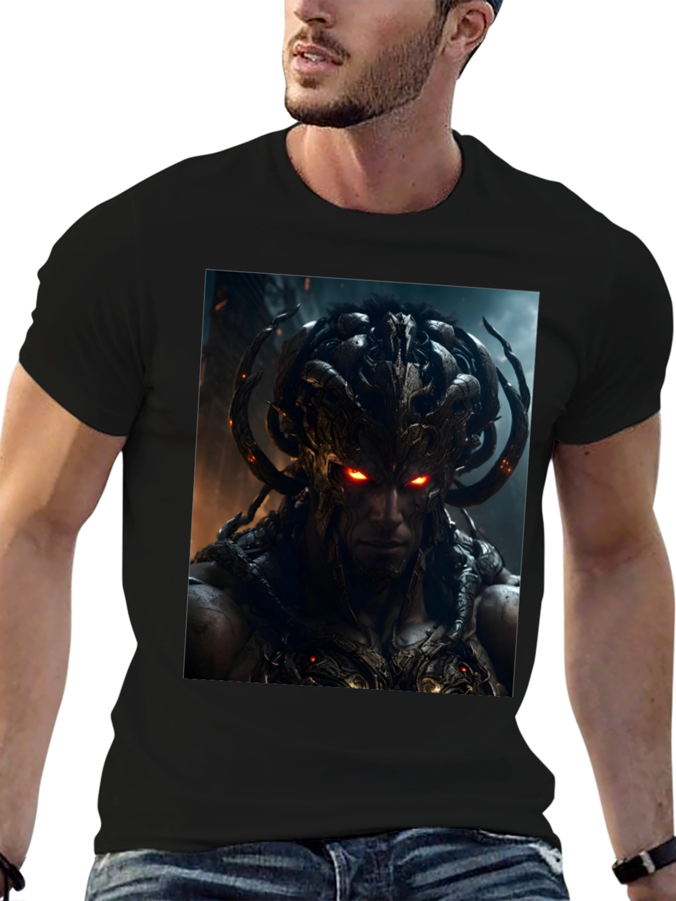 Demon Warrior Graphic Black T-Shirt