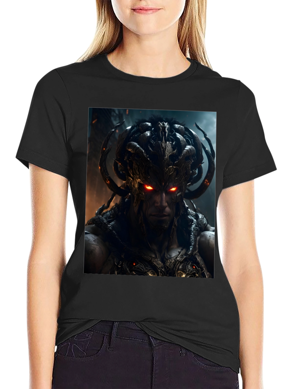 Demon Warrior Graphic Black T-Shirt