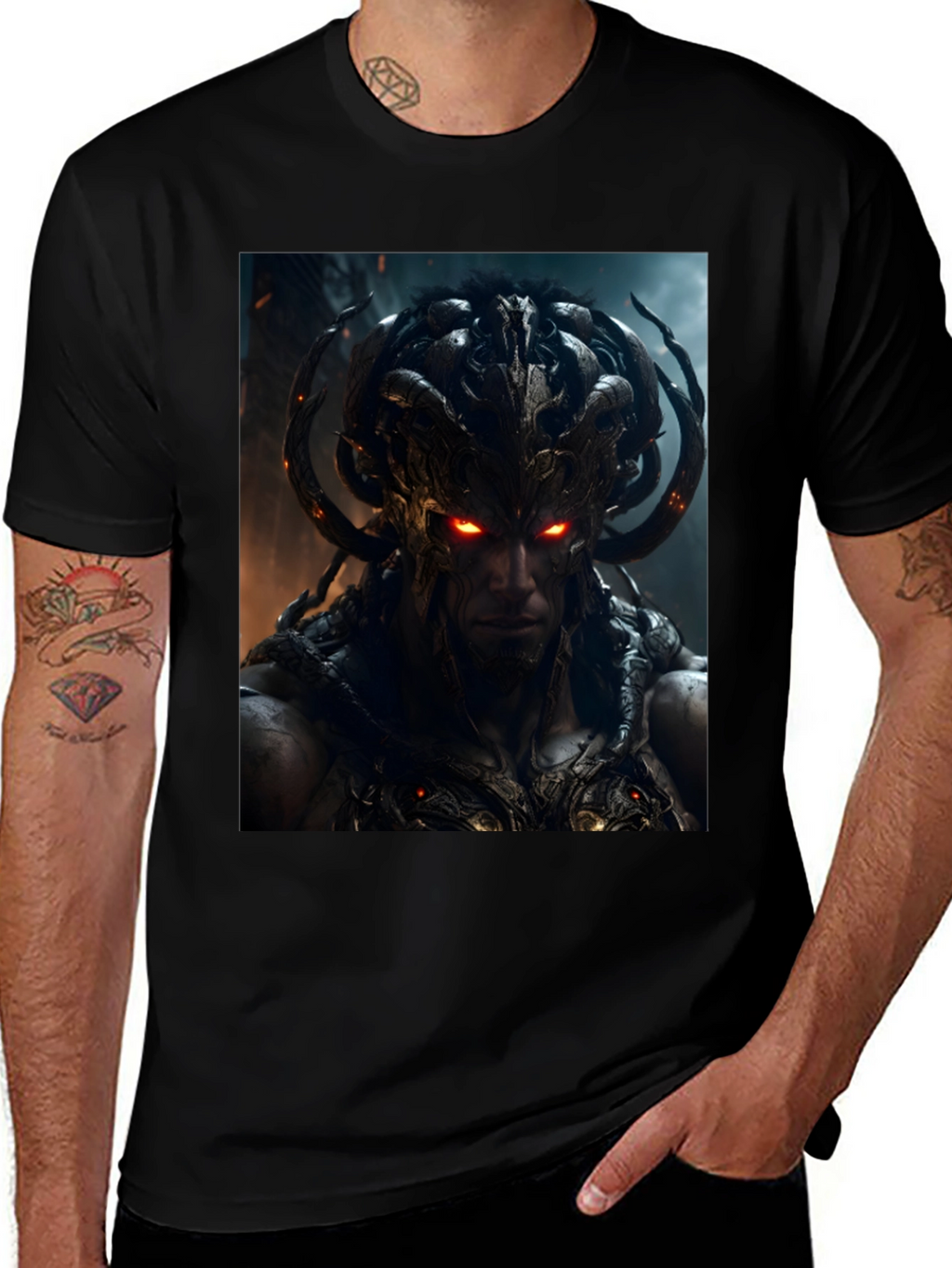 Demon Warrior Graphic Black T-Shirt