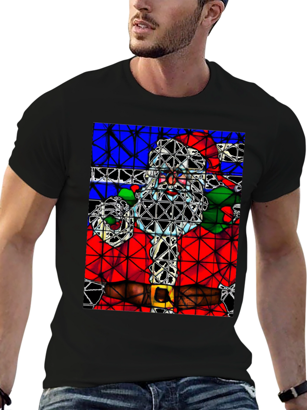 Abstract Santa Graphic Tee - Holiday Style