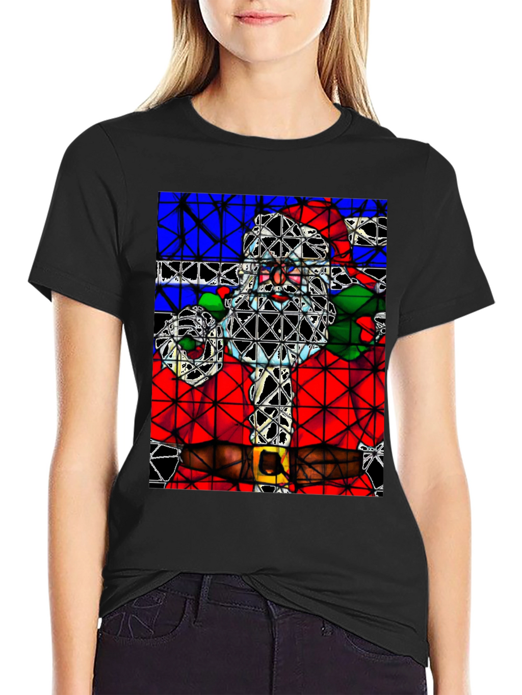 Abstract Santa Graphic Tee - Holiday Style