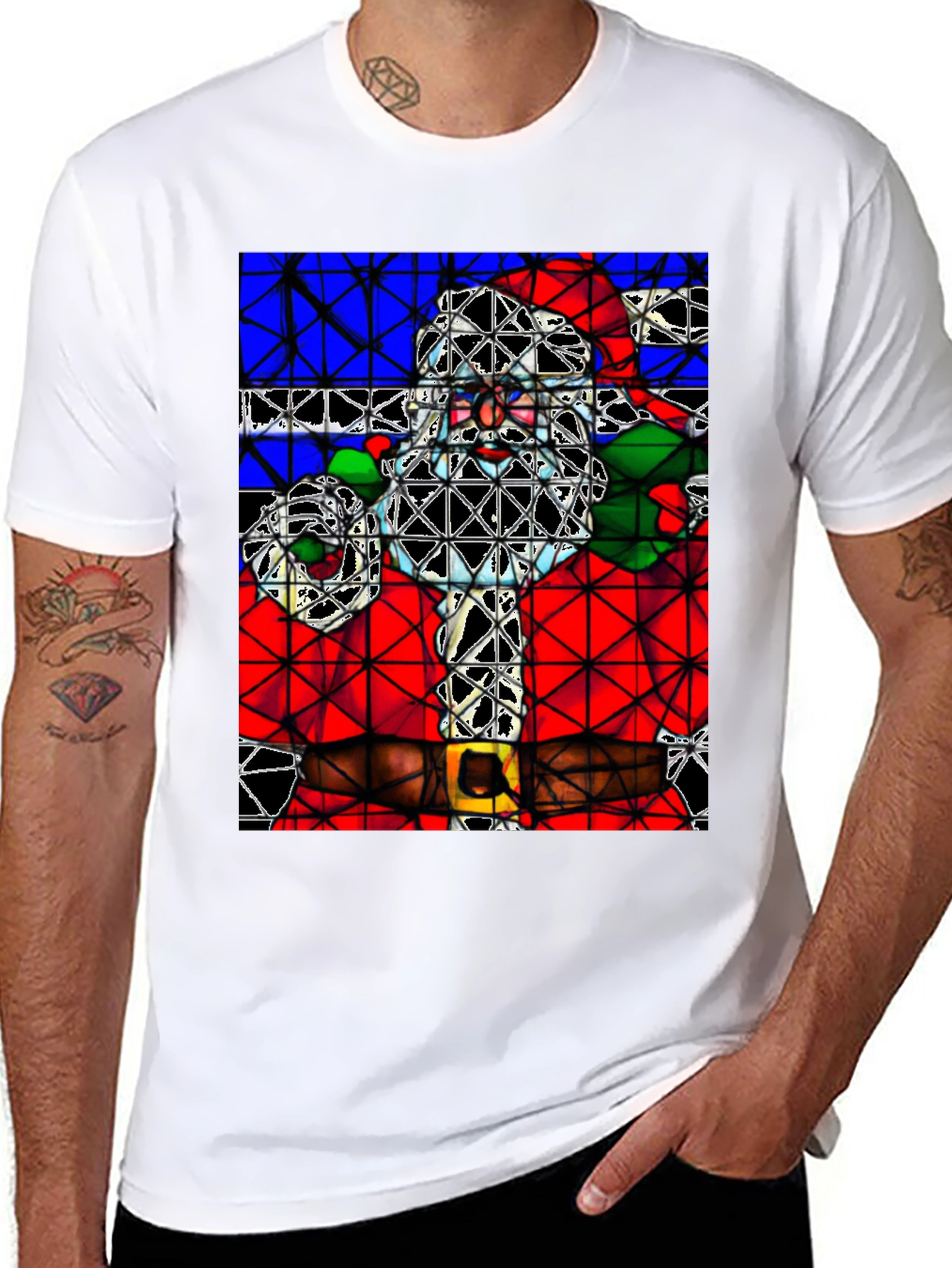 Abstract Santa Graphic Tee - Holiday Style