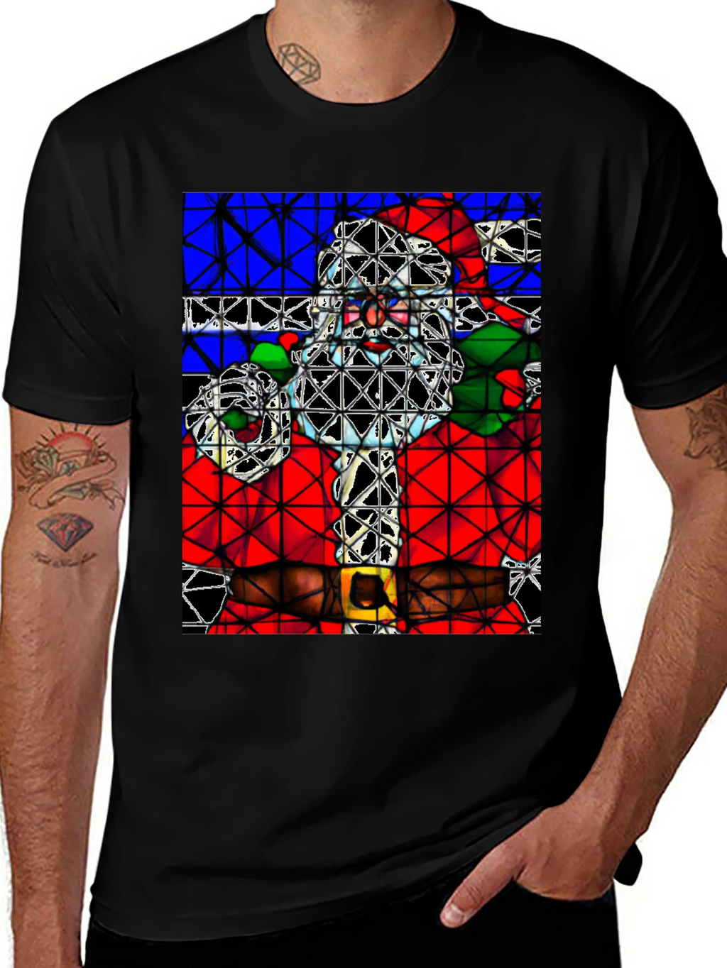 Abstract Santa Graphic Tee - Holiday Style