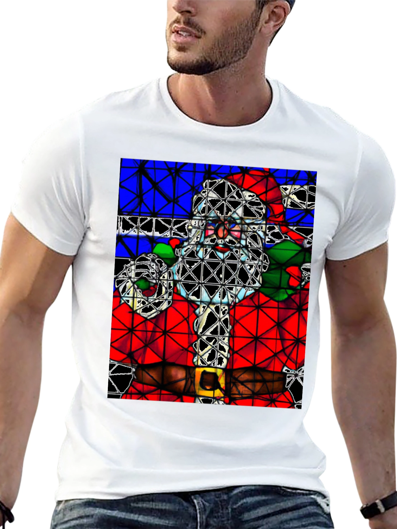 Abstract Santa Graphic Tee - Holiday Style
