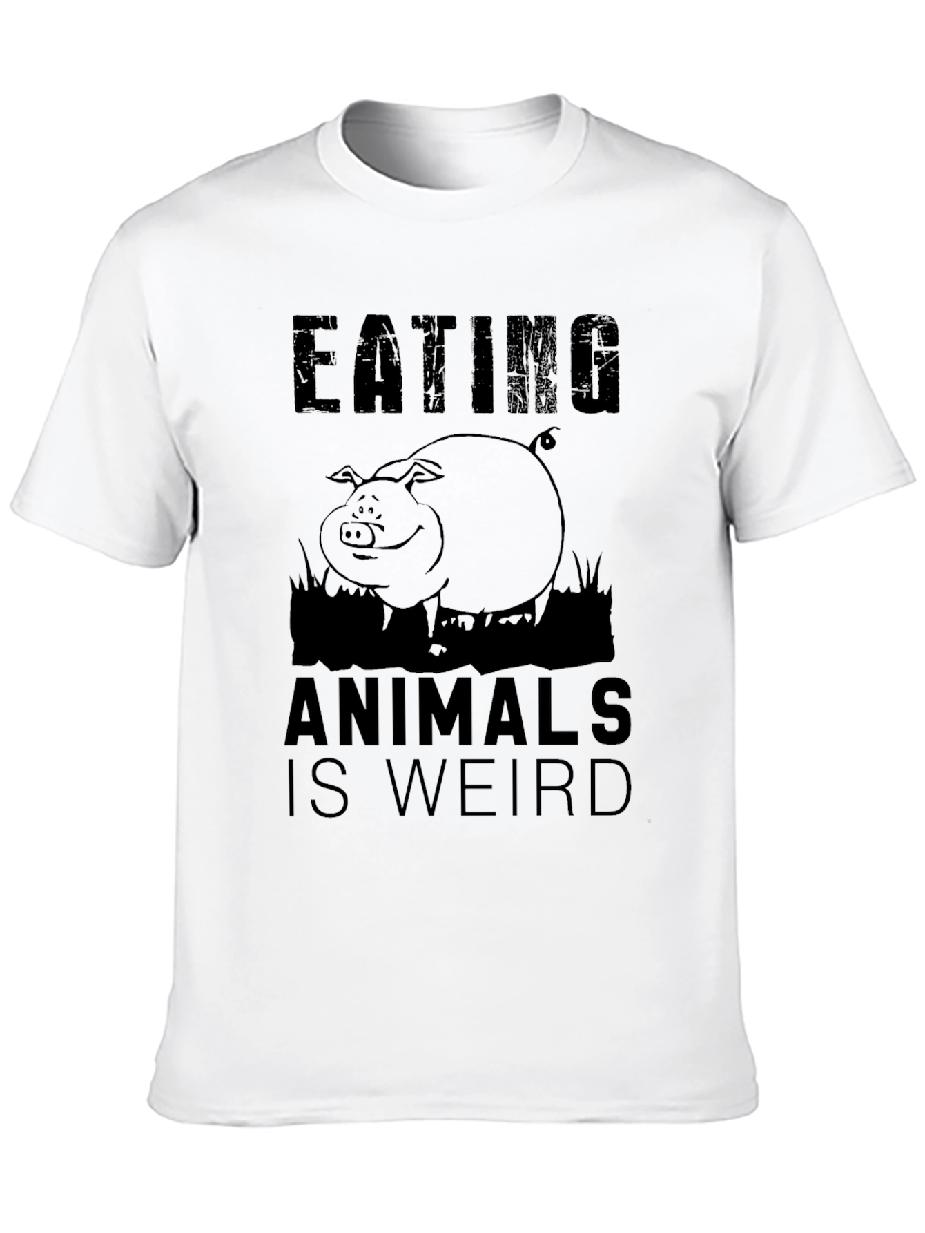 Eating Animals Is Weird Black Graphic T-Shirt