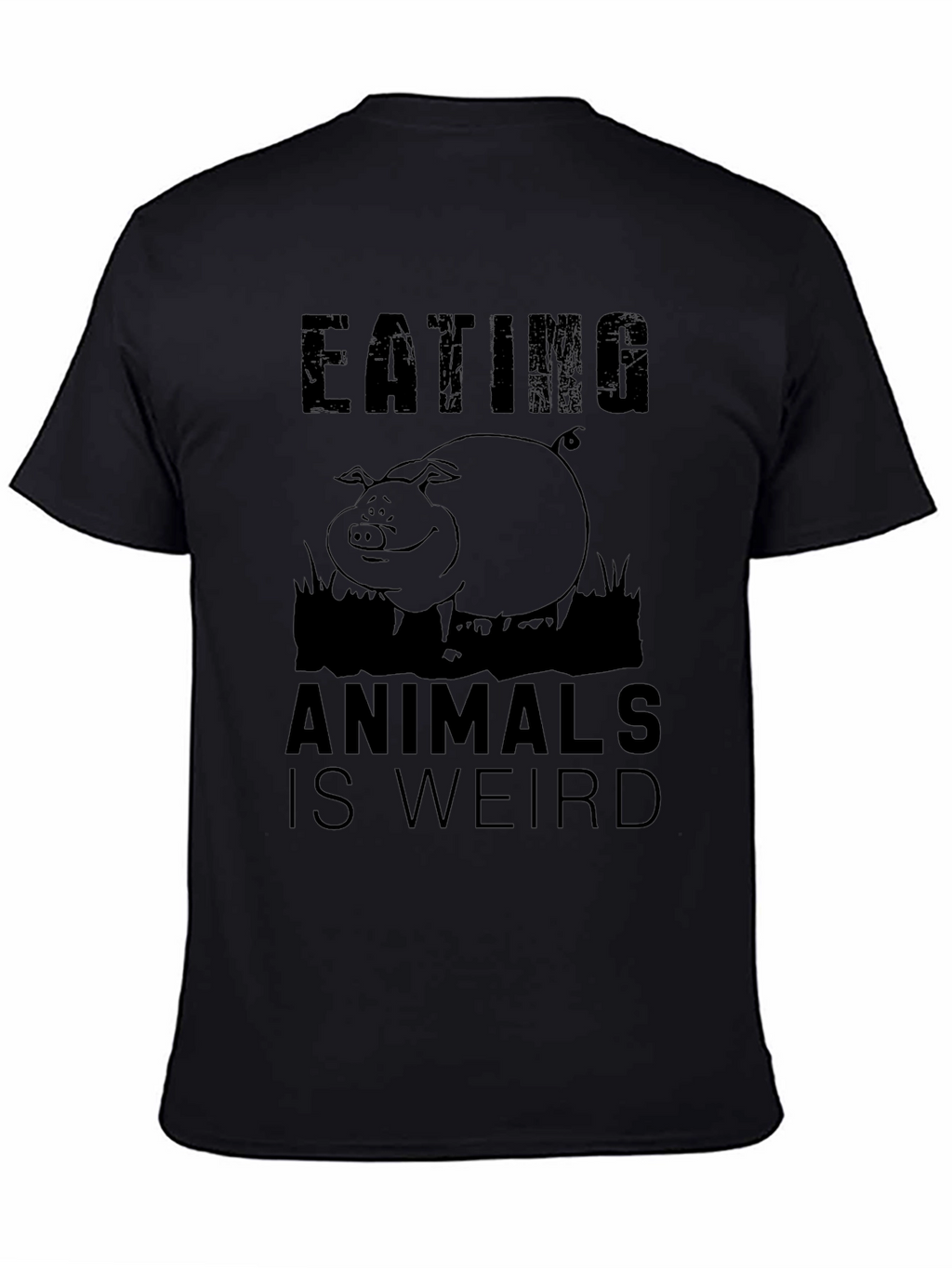 Eating Animals Is Weird Black Graphic T-Shirt
