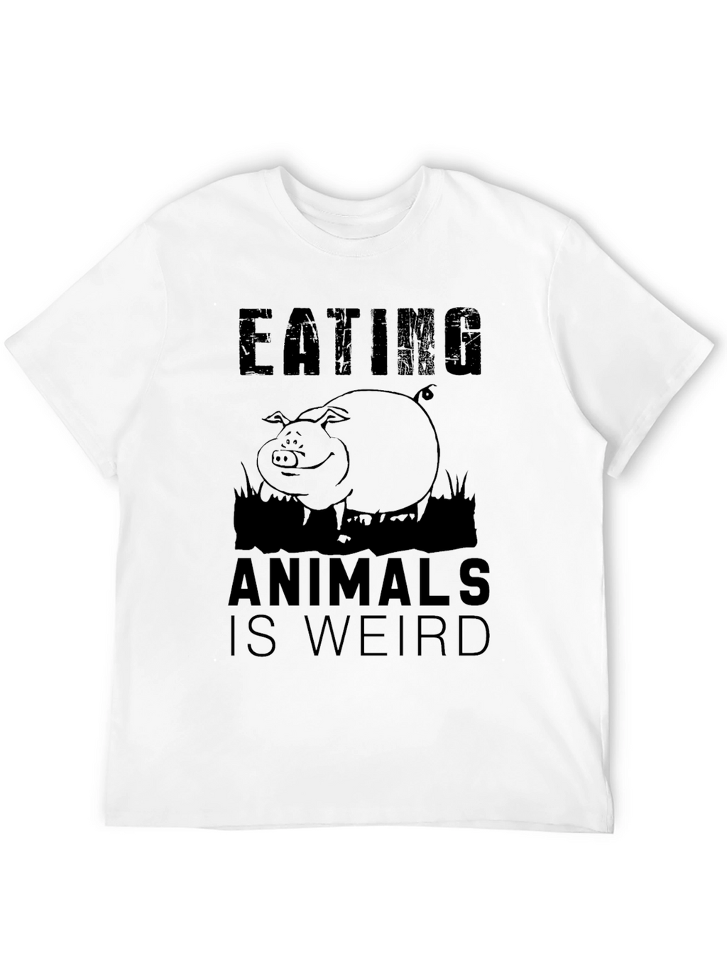 Eating Animals Is Weird Black Graphic T-Shirt
