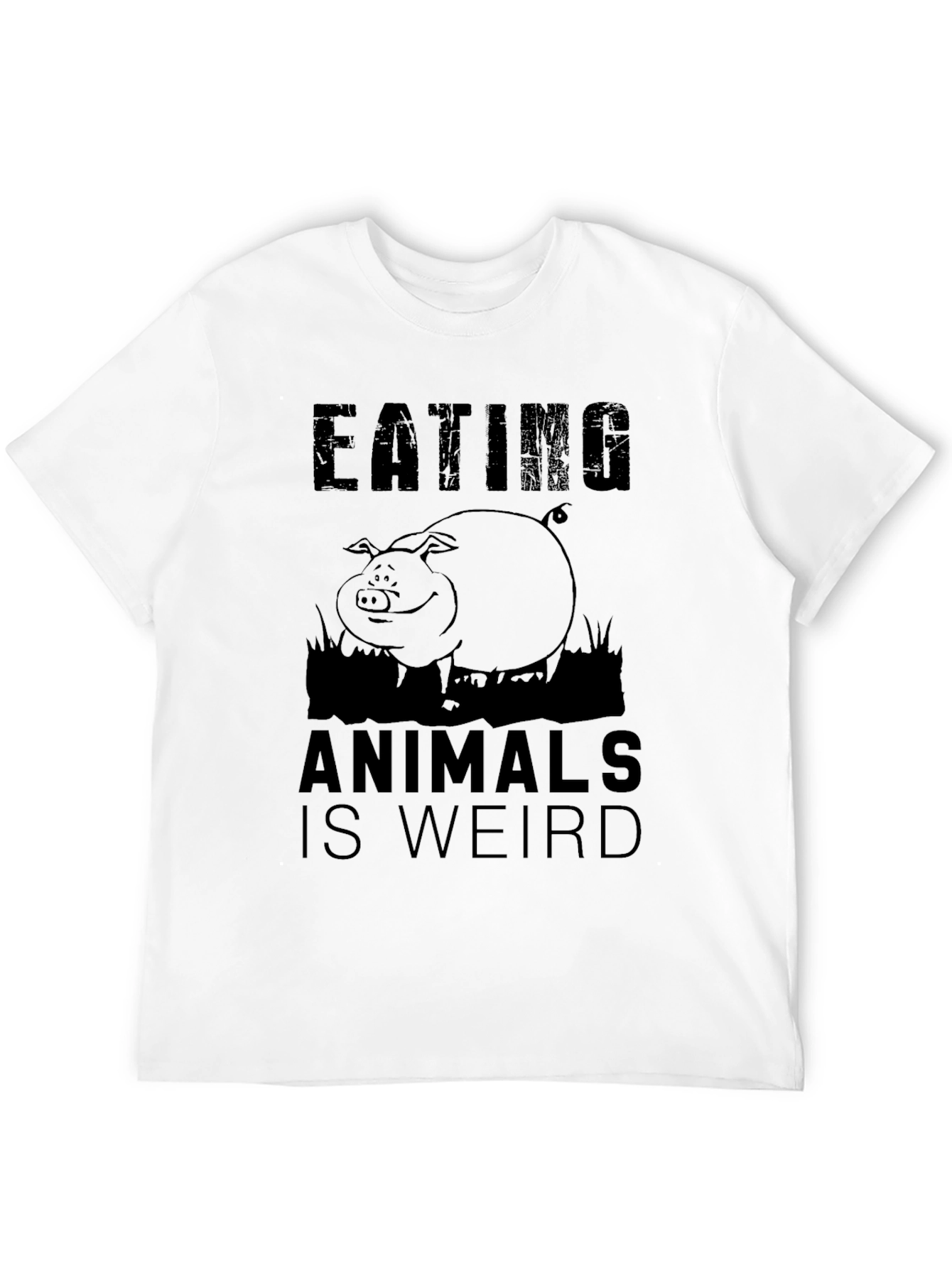 Eating Animals Is Weird Black Graphic T-Shirt