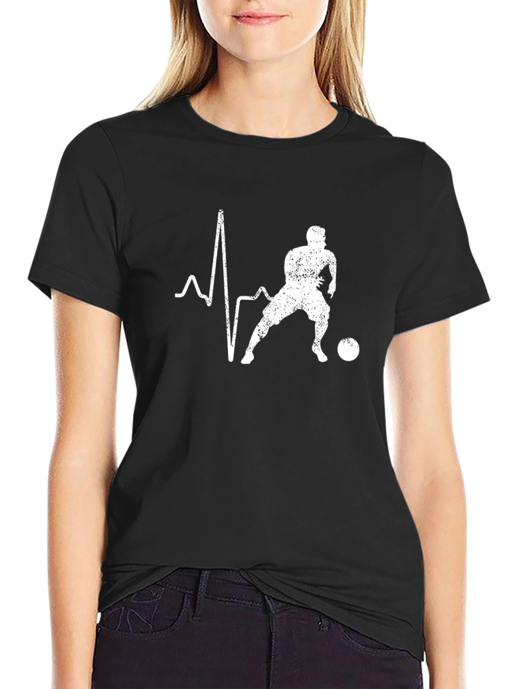 Soccer Heartbeat T-Shirt - Black