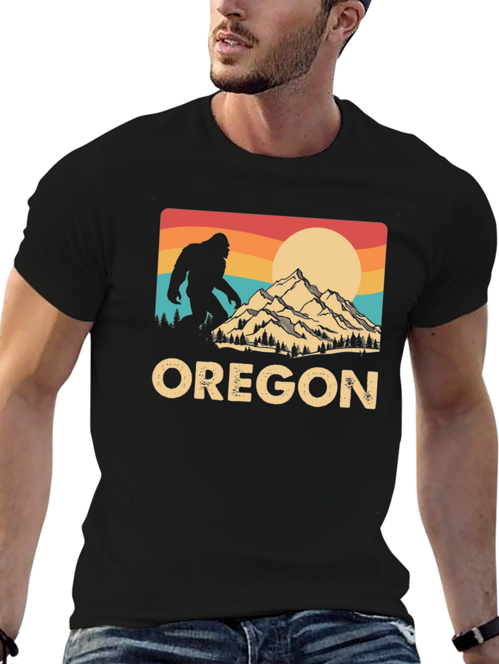 Oregon Bigfoot T-Shirt - Retro Mountain Design