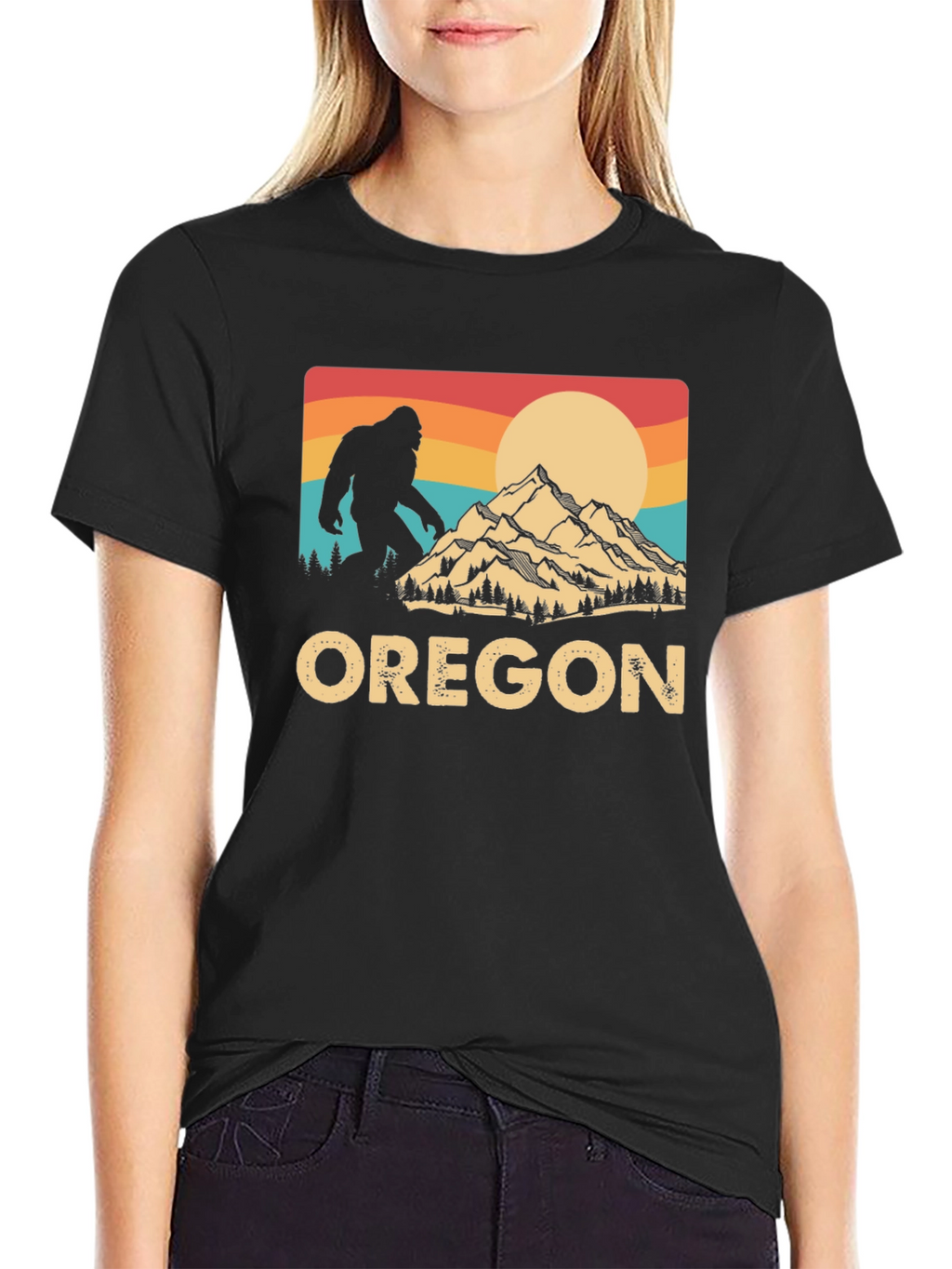 Oregon Bigfoot T-Shirt - Retro Mountain Design