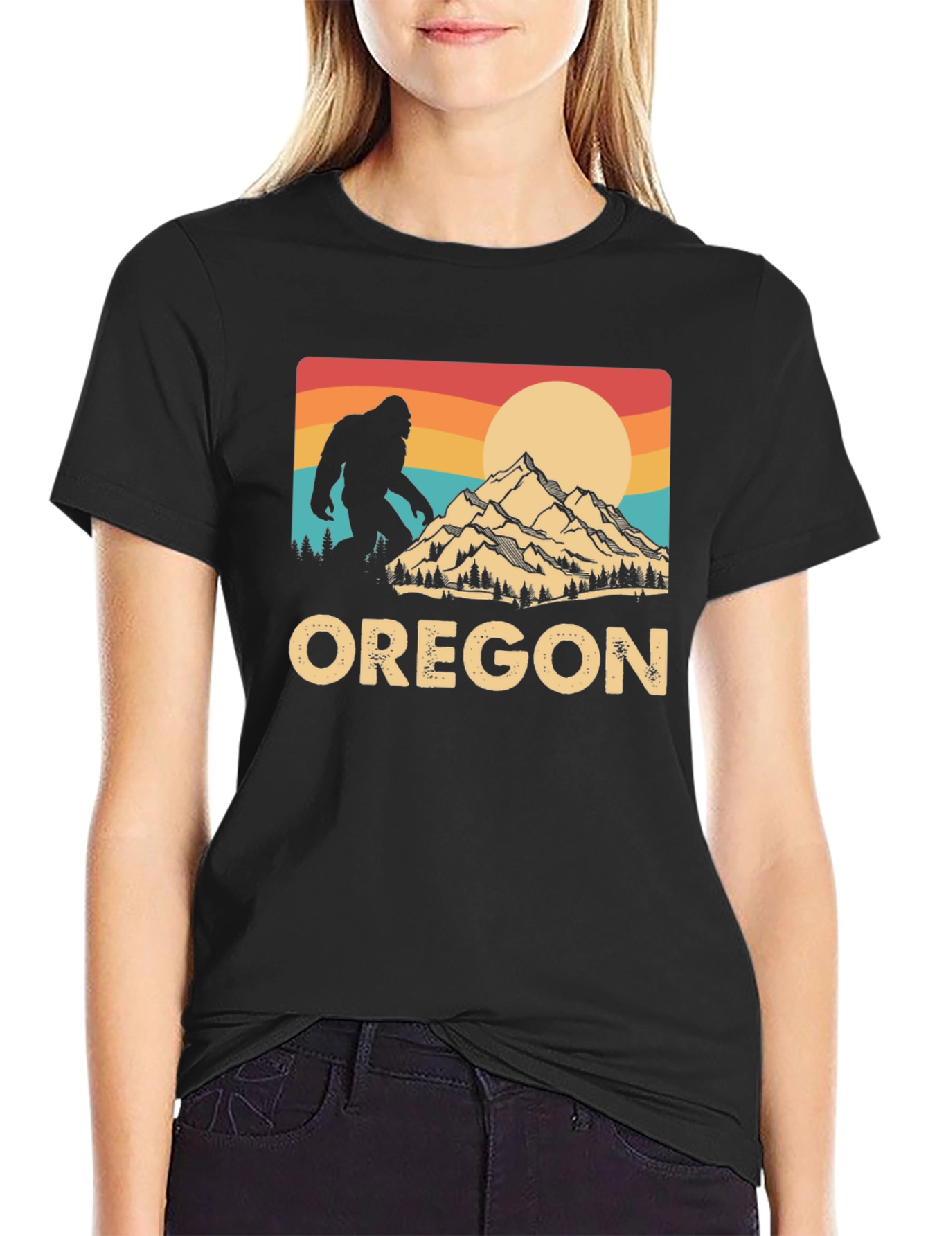 Oregon Bigfoot T-Shirt - Retro Mountain Design
