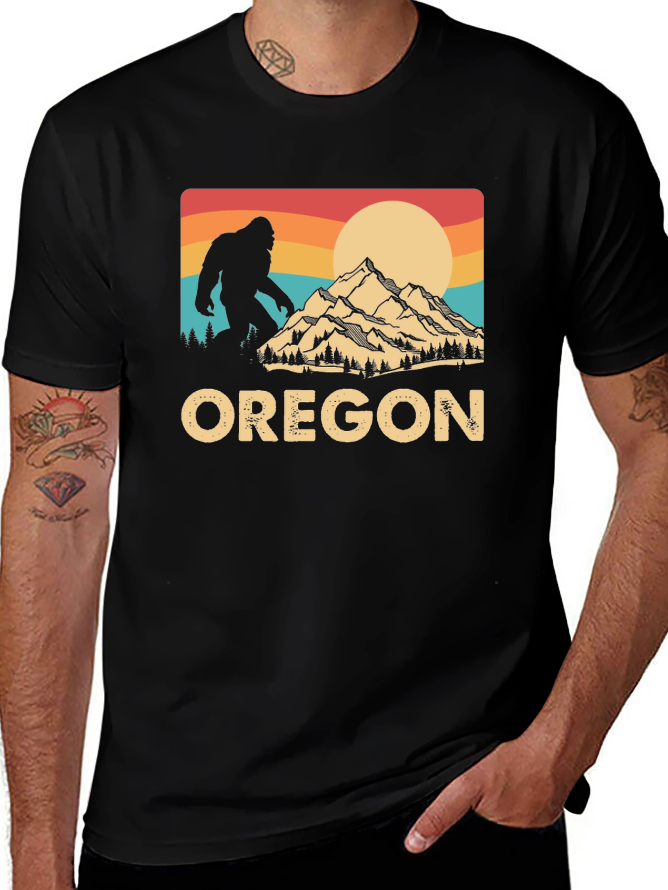 Oregon Bigfoot T-Shirt - Retro Mountain Design