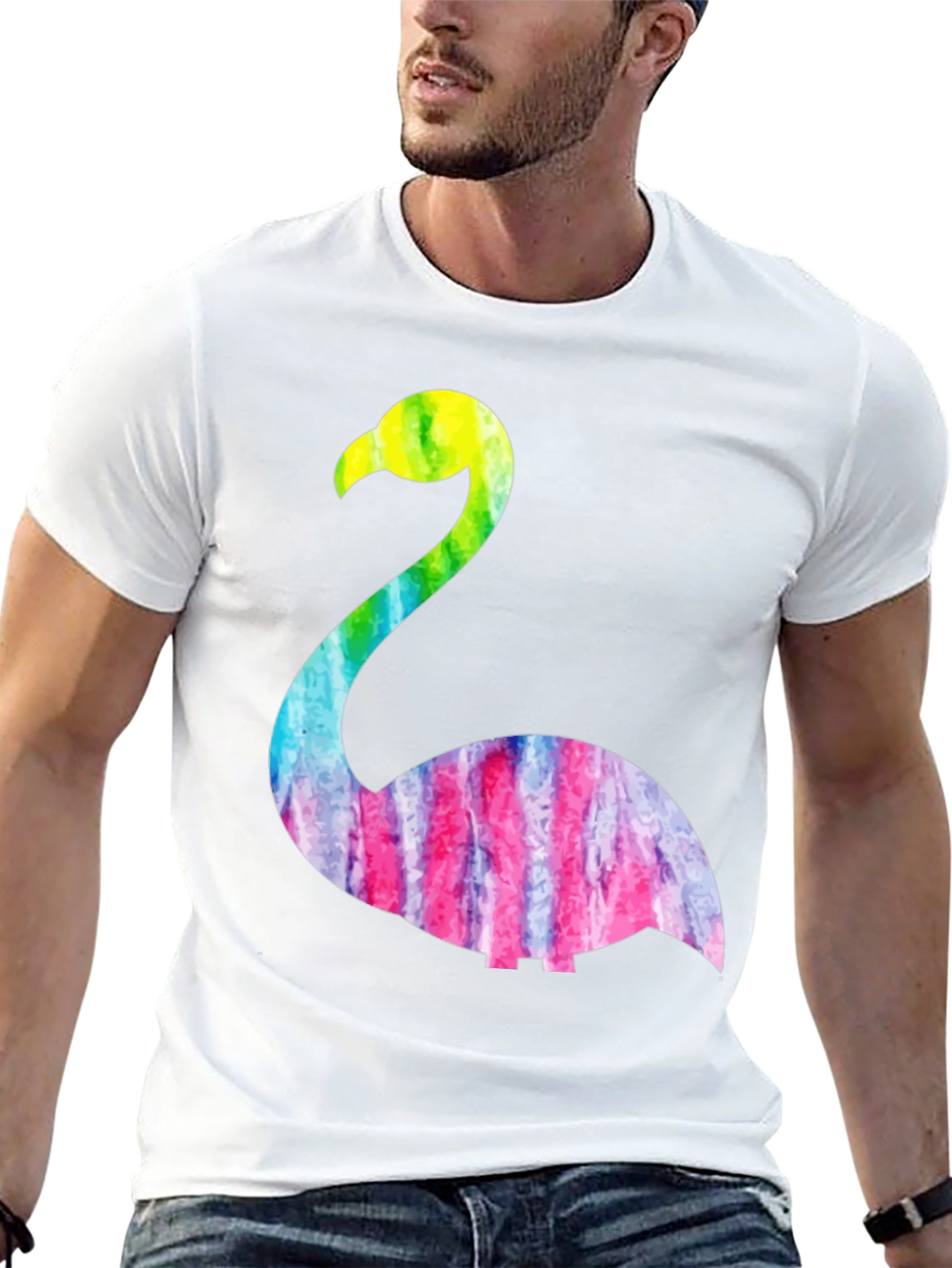 Tie Dye Flamingo Graphic Tee - Black